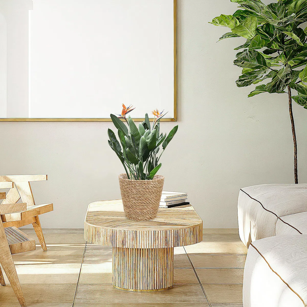 Fioriera Intrecciata in Paglia Fodera, Cesto Porta Piante da Interno, Contenitore Decorativo per Feste e Uso Quotidiano in Casa o Ufficio, Leggero e Pratico