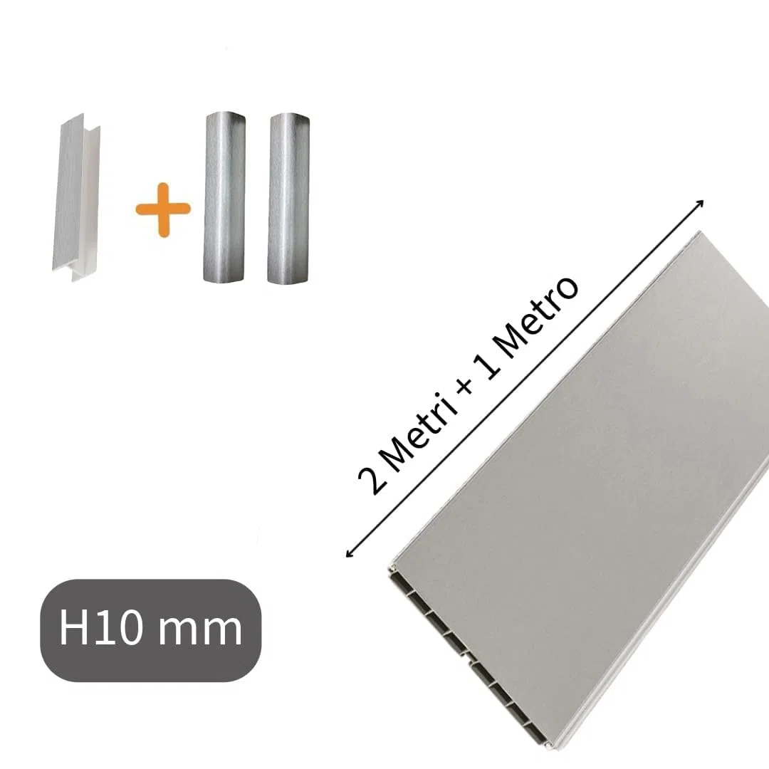 Set Zoccolo Cucina 3 Metri in PVC – 2 Angoli + 1 Giunzione | Altezza 100/120/150 mm | 6 Colori Disponibili (INOX, H100 mm)