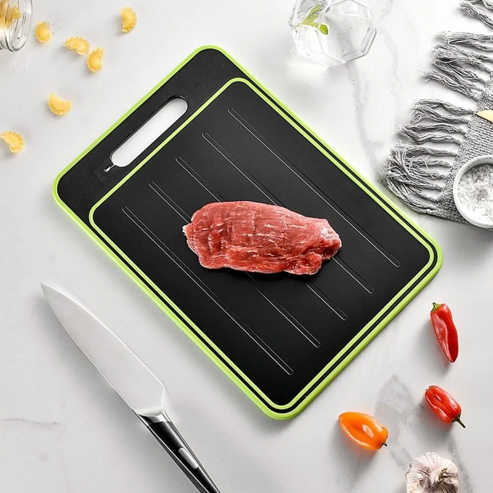 Vassoio per scongelare e scongelare rapidamente carne e cibo 4 in 1, tagliere per scongelare rapidamente carne e cibo (L)
