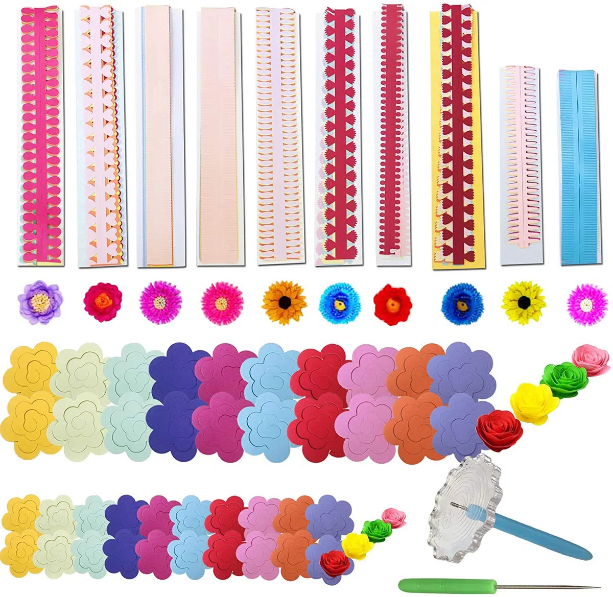 Woohome 143 Pz Carta Quilling Kit Quilling Carta Fiore 12 Stile Fiori di Carta Paper Quilling Craft Kit Quilling Strisce di Carta per Creazioni Artigianali, Scrapbooking
