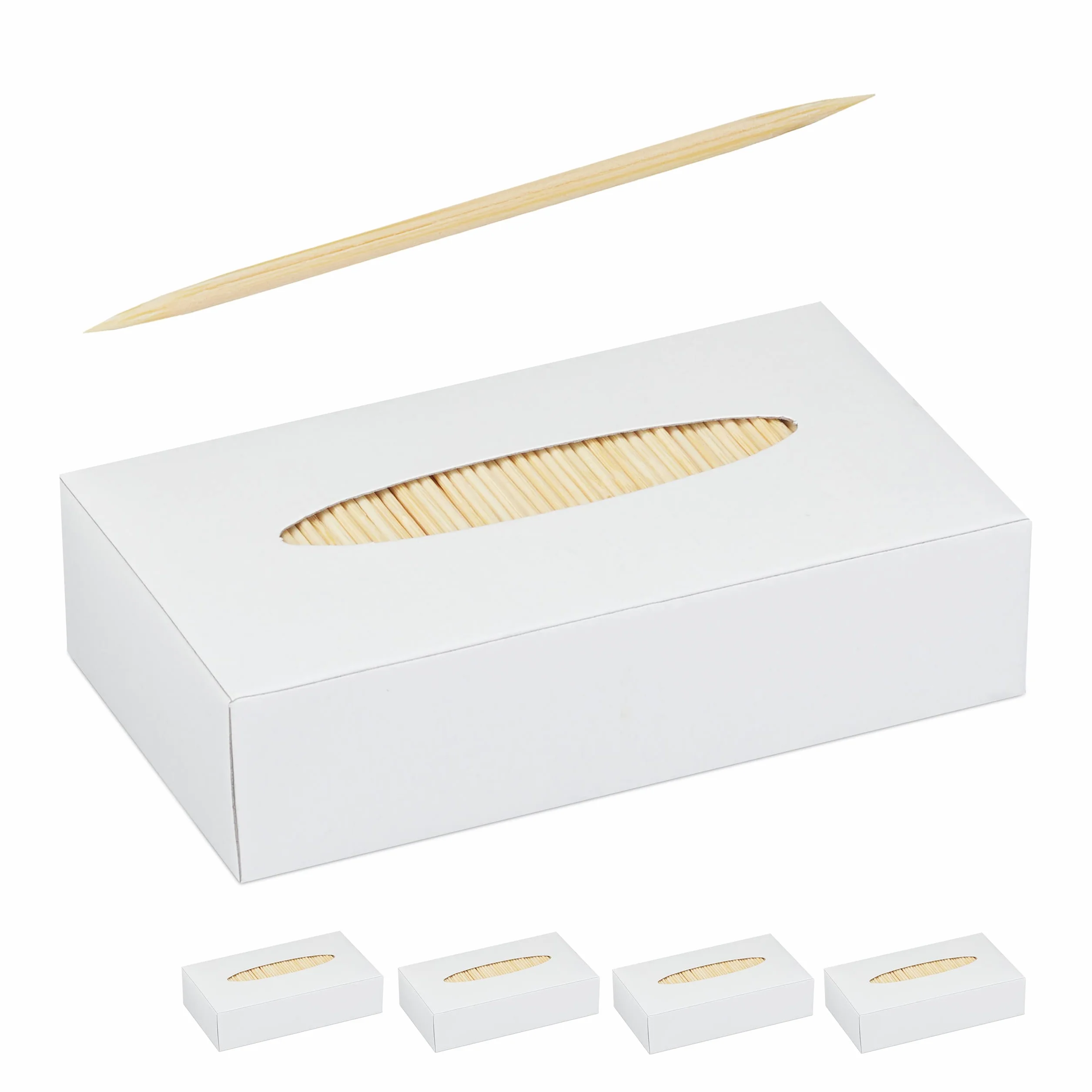 Relaxdays Set da 5000 Stuzzicadenti in Legno, Stecchini Sottili, Igiene Dentale, Bricolage, Bastoncini, 6,5 cm, Naturale