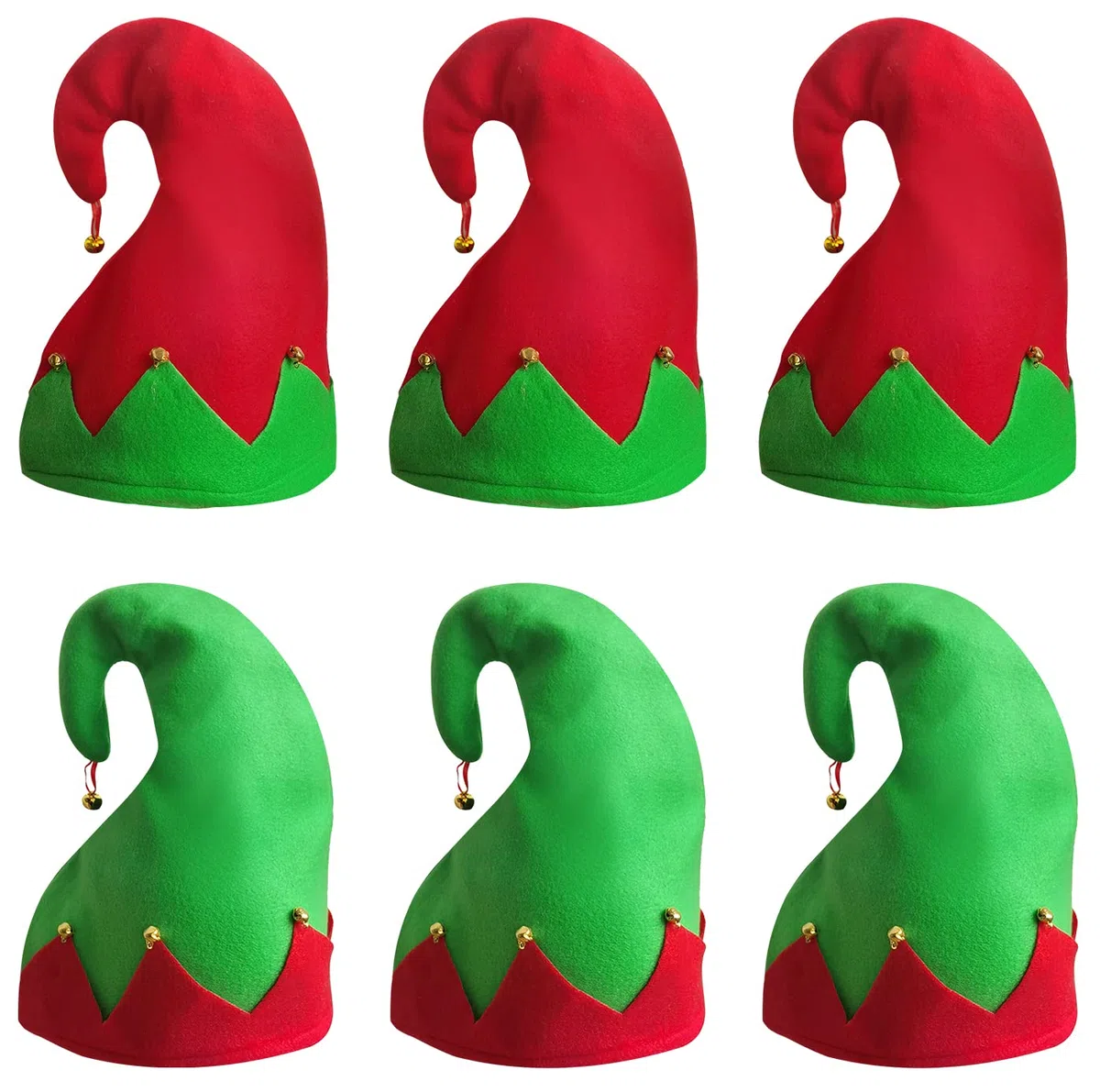 Confezione da 6 cappelli di Babbo Natale con trecce, doppia coda di cavallo, cappelli rossi natalizi e invernali, per Natale e Capodanno, per adulti