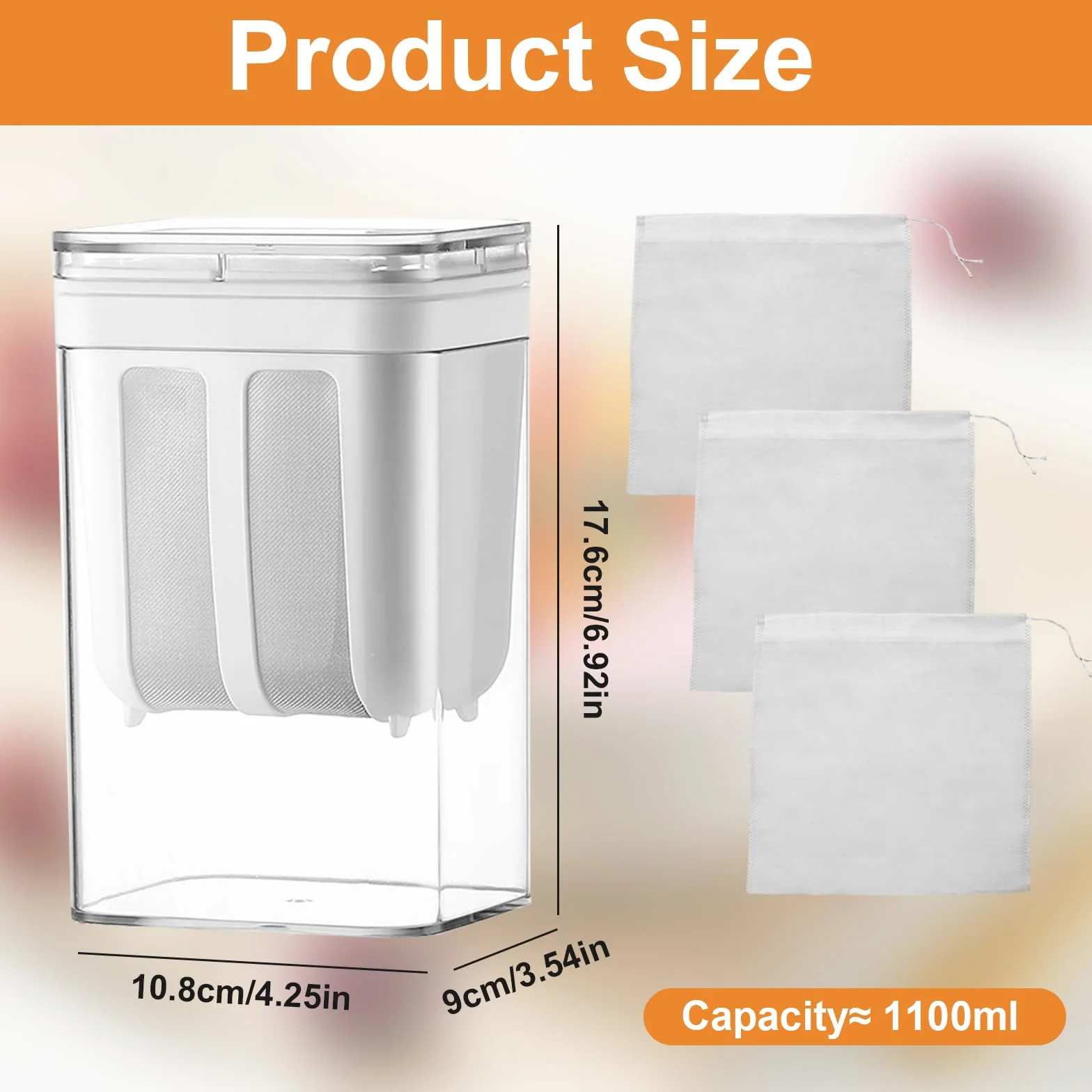Colino per yogurt greco da 1100 ml, riutilizzabile con coperchio e filtro in acciaio inox per yogurt, crema di formaggio e latte di noci