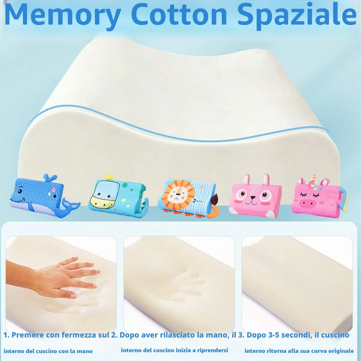 LUKIUP Cuscino Asilo 3-6 anni con Federa, Cuscino Bambini Cuscino Bambino, Con Animali Kawaii, Ergonomico, Traspirante e Delicato Sulla Pelle, Lavabile a Partire dai 3 Anni in su