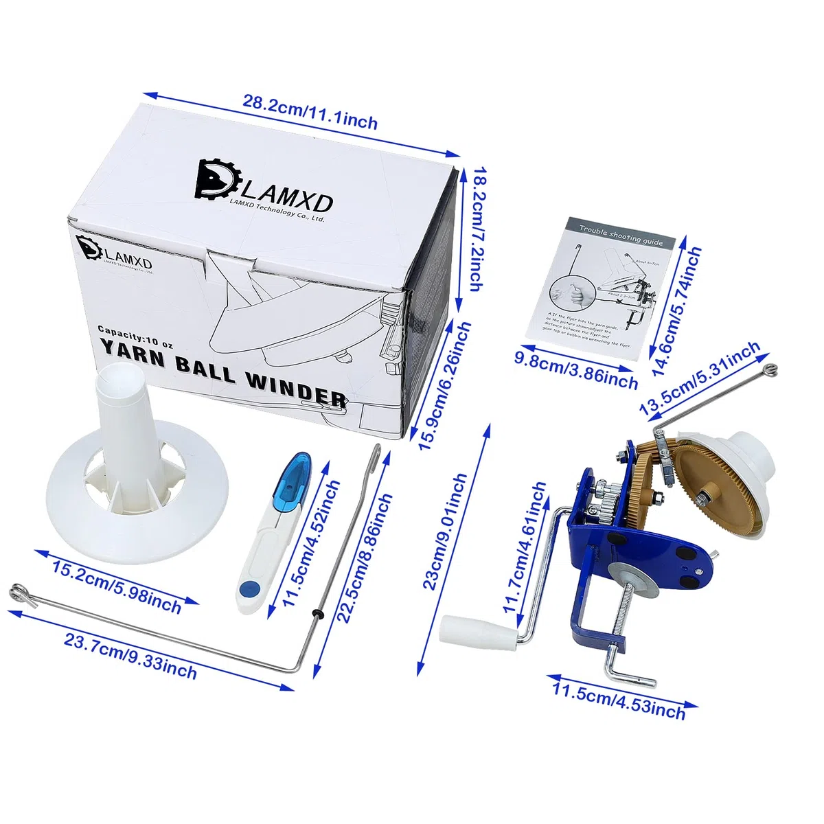 (Alta velocità) LAMXD Needlecraft Large Jumbo Metal Yarn / Wool / String / Fiber Ball Winder azionato a mano, 10 once