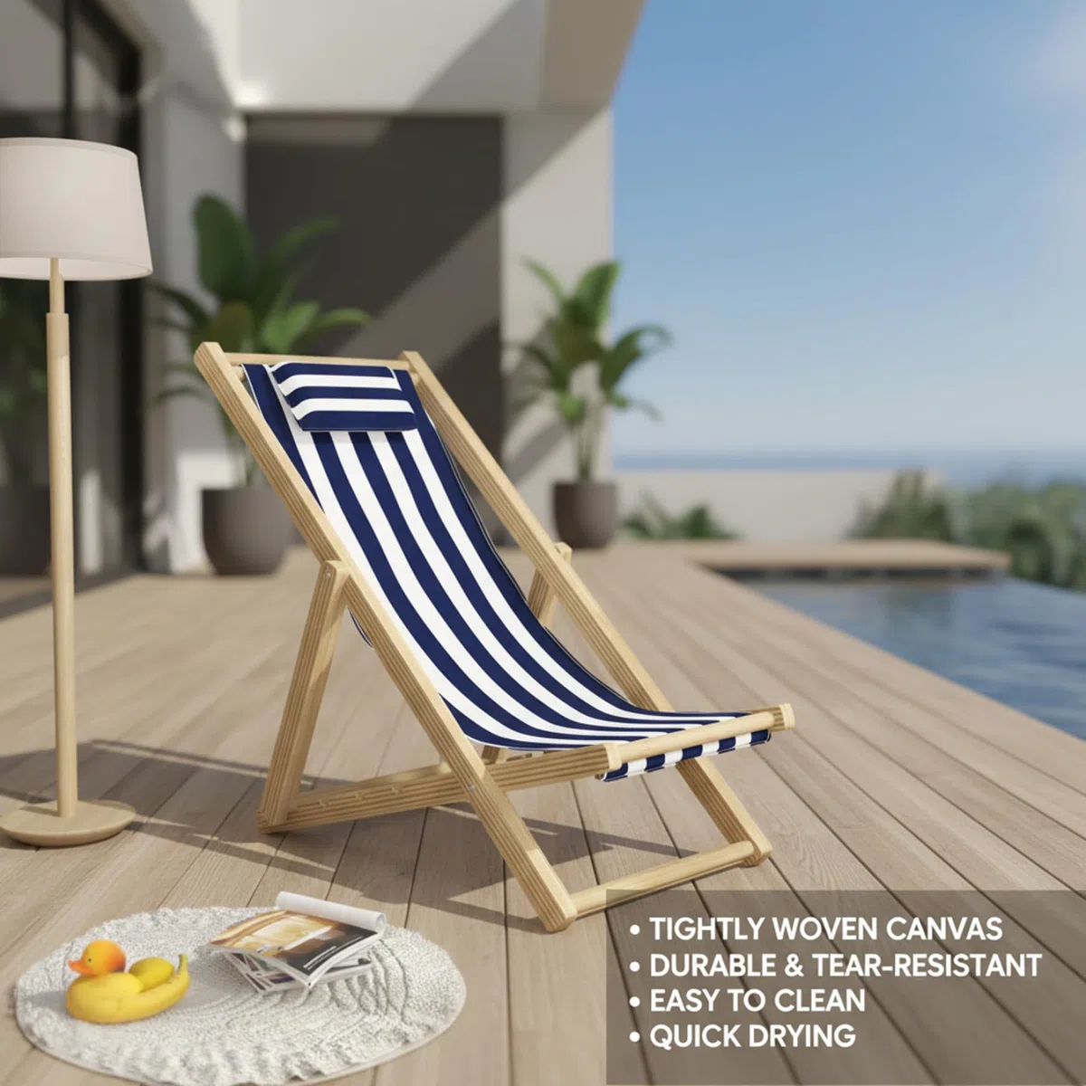 Tessuto sostitutivo per sedia a sdraio 2 pezzi 45x17 pollici, tessuto per sedia da patio in tela a righe blu e bianche per prendere il sole in giardino, spiaggia, campeggio, pesca