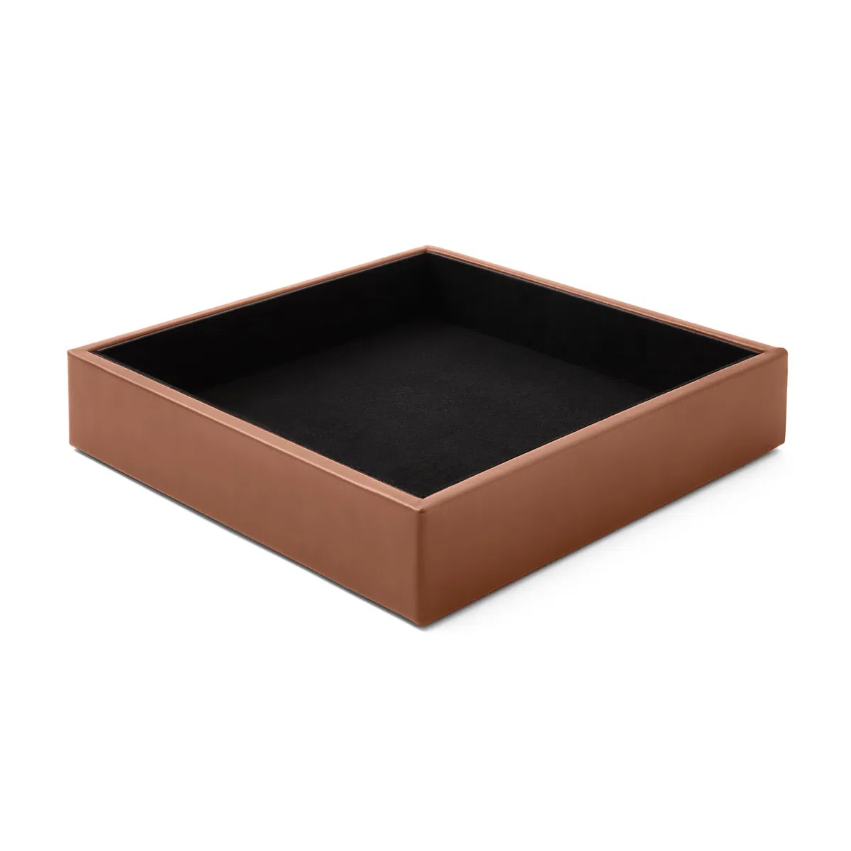 Eglooh - Minerva - Svuotatasche Design Moderno in Cuoio Marrone Arancione - Organizer da Scrivania, Vassoio Portaoggetti per Chiavi, Monete, Gioielli - cm 16,5 x 16,5 - Made in Italy