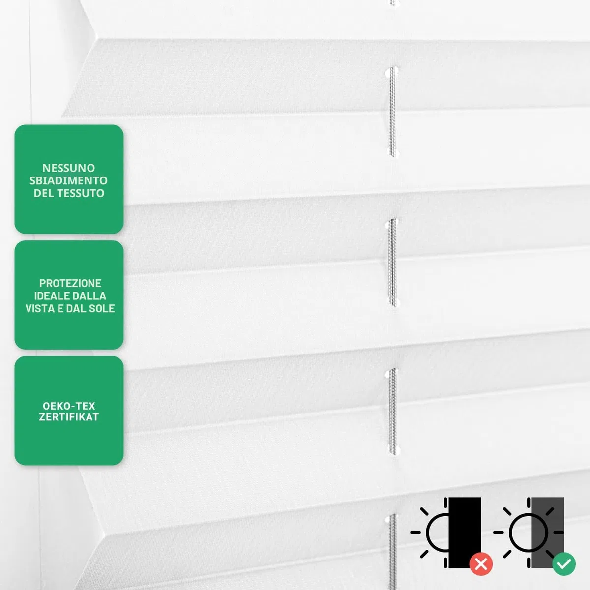 Estika Tenda plissettata su misura senza forare - larghezza 30-129 cm, altezza 150-230 cm - tessuto in 23 colori, profilo in 5 colori - per interni, per finestre, fissaggio a morsetto (Klemmfix)