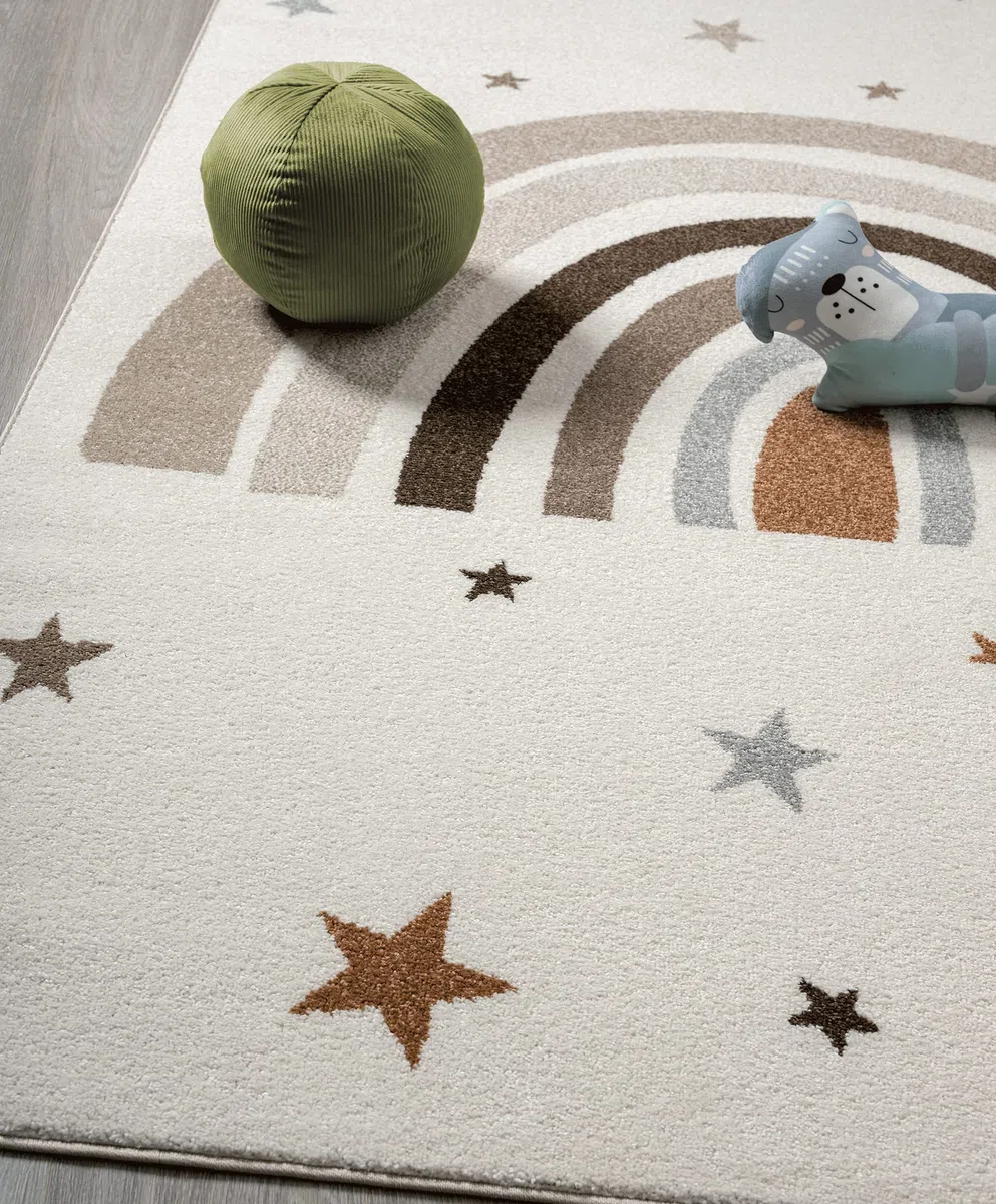 the carpet Beat Kids - Tappeto moderno per bambini, morbido, morbido, facile da pulire, con motivo arcobaleno, 80 x 150 cm
