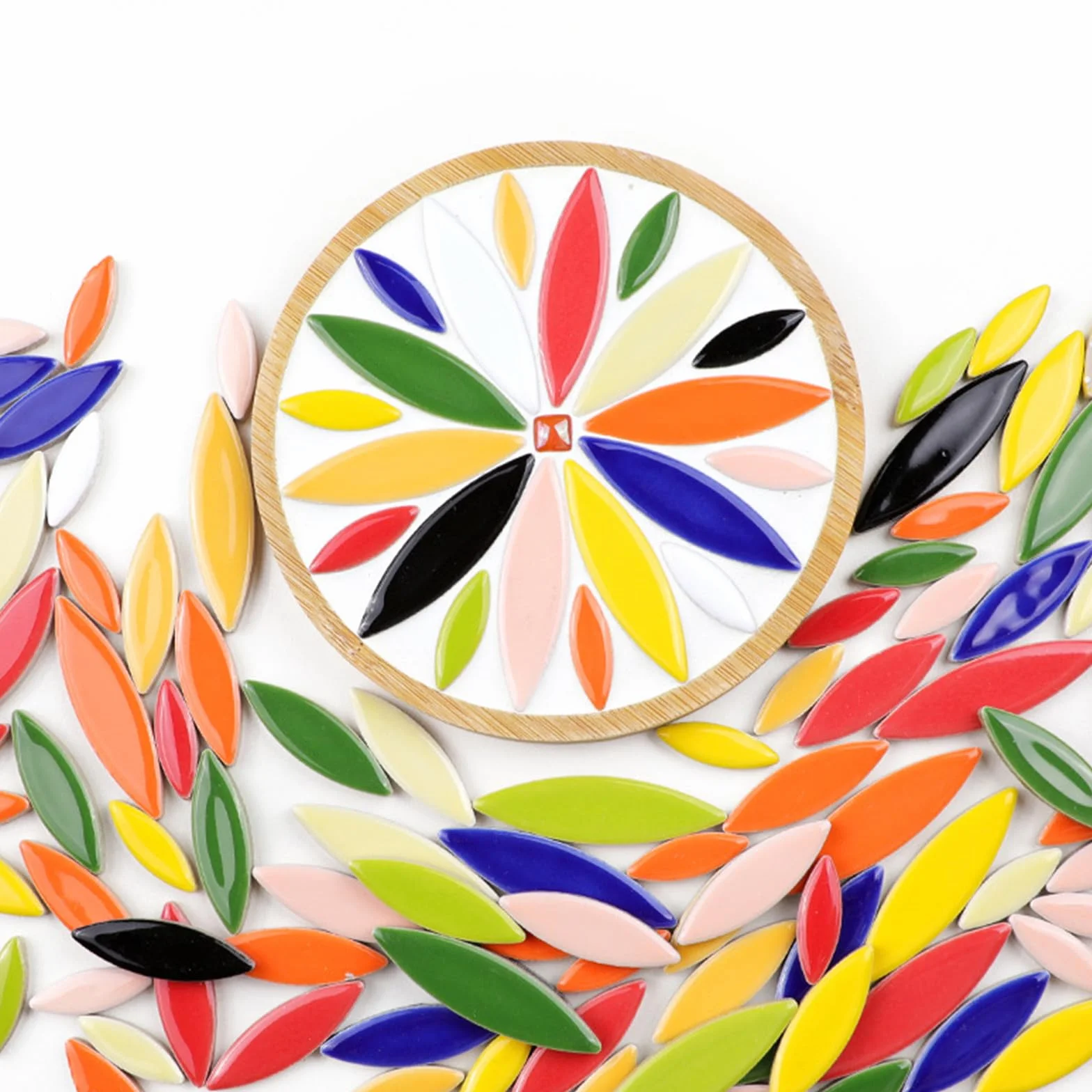 Piastrelle a mosaico in ceramica a petalo di foglie, 500 g, mosaico irregolare, mosaico fai da te, pietre per artigianato, hobby, decorazione da parete (colori misti)