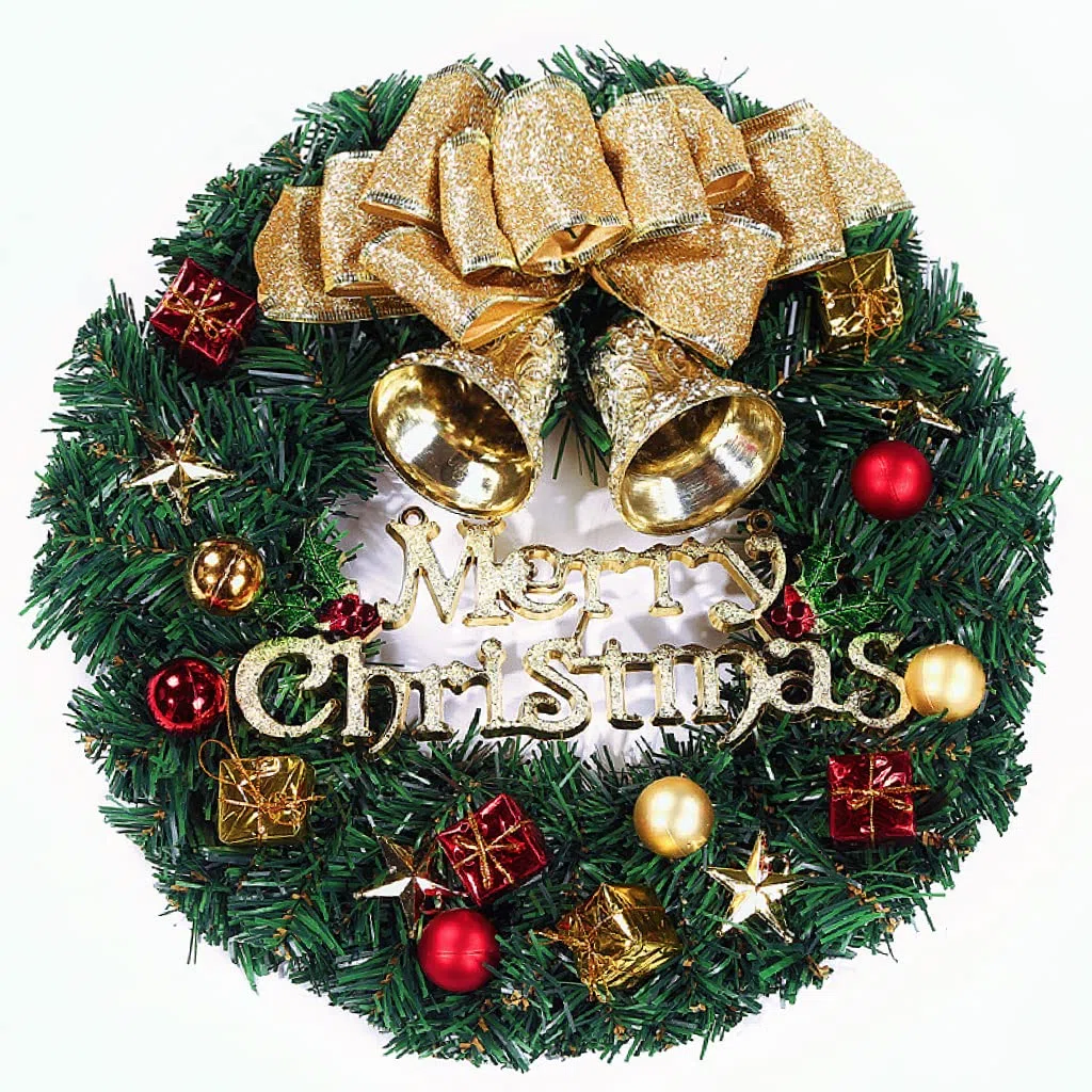 Ghirlanda di Natale da 30cm, ghirlanda per porta con palline di Natale, fiori di Natale, bacche e pigne per la porta d'ingresso, il camino e la decorazione della parete decorazione interna ed esterna