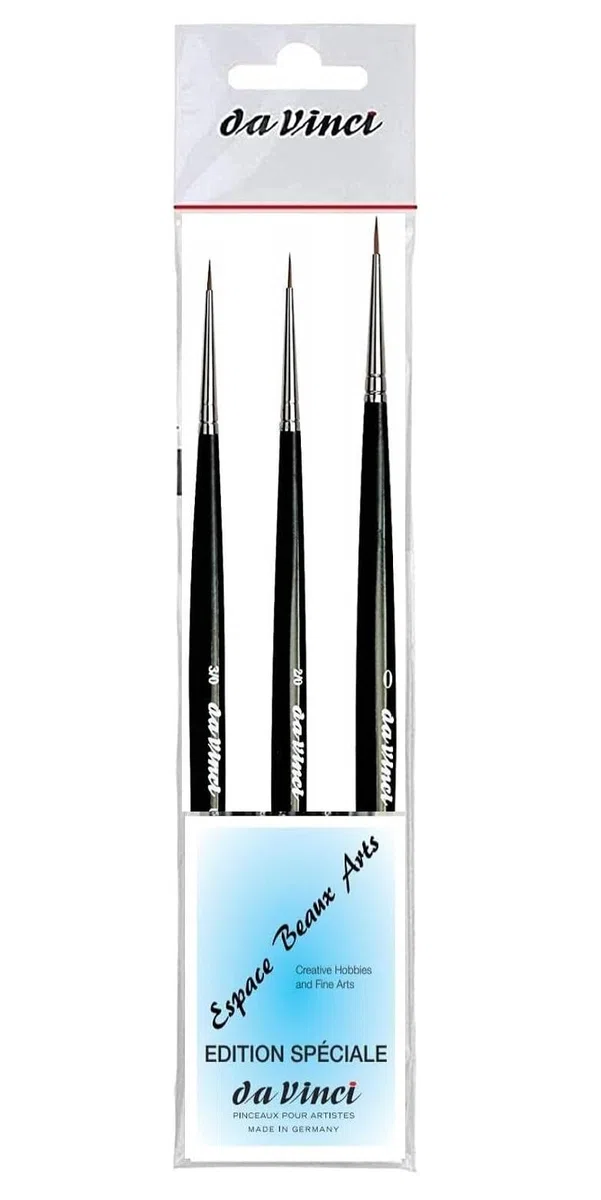 Da Vinci 3-Piece kolinsky-rotmarder Paintbrush Set 0,0/2,0/3