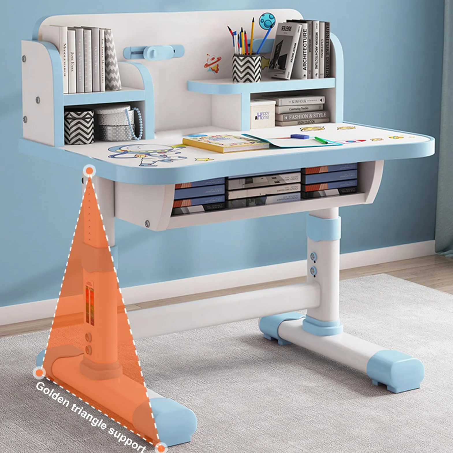 Set di sedie da scrivania per bambini, altezza regolabile, tavolo da studio per bambini, scrivania allargata con scomparto portaoggetti per casa e scuola (bianco e rosa)