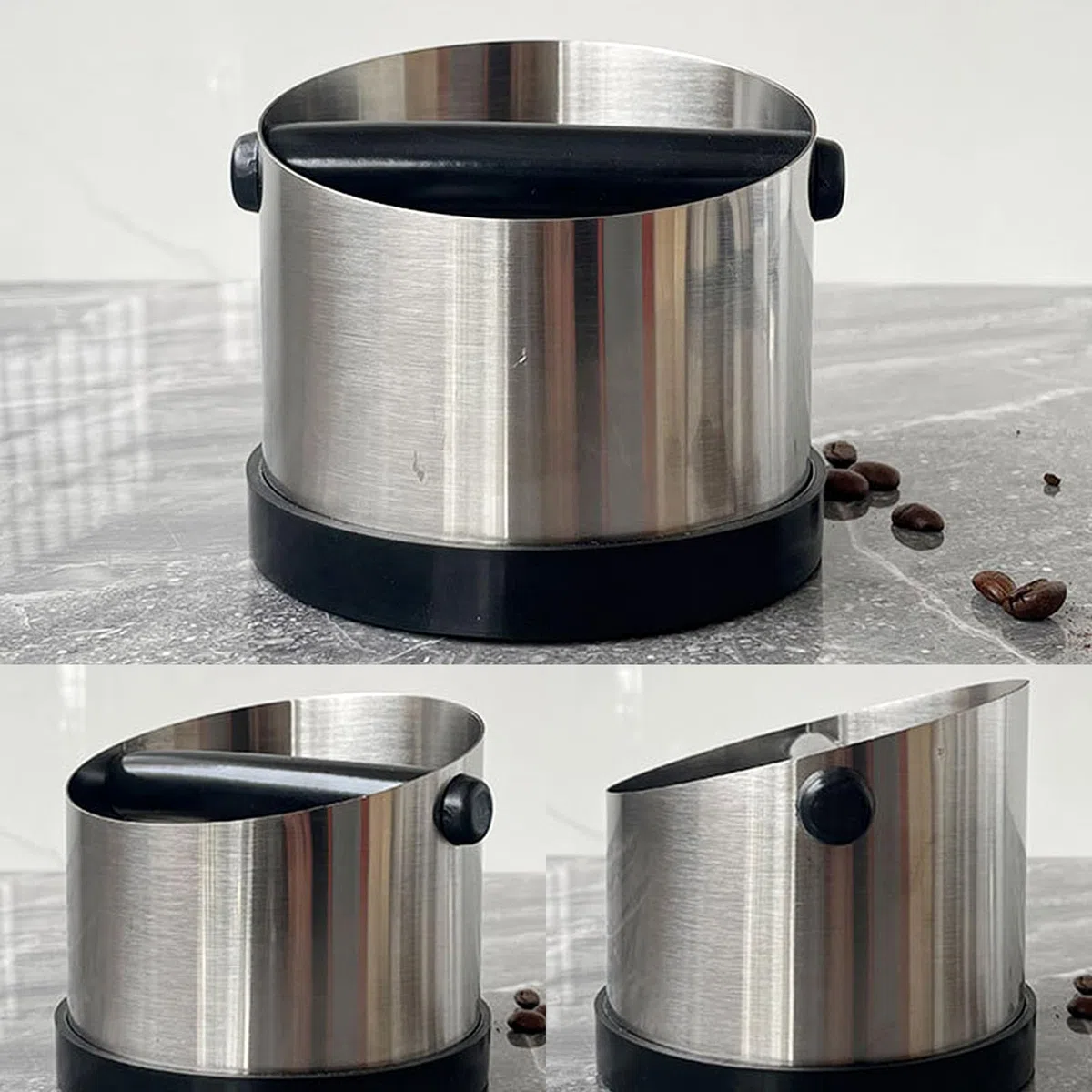 Contenitore per Fondi di Caffè - Contenitore per colino in Acciaio inox, Knock Box Coffee con Rimovibile Asta Percussione, Scatola Fondi di Caffè, Recipiente Fondi Caffè Adatto per Bar Cucine Uffici