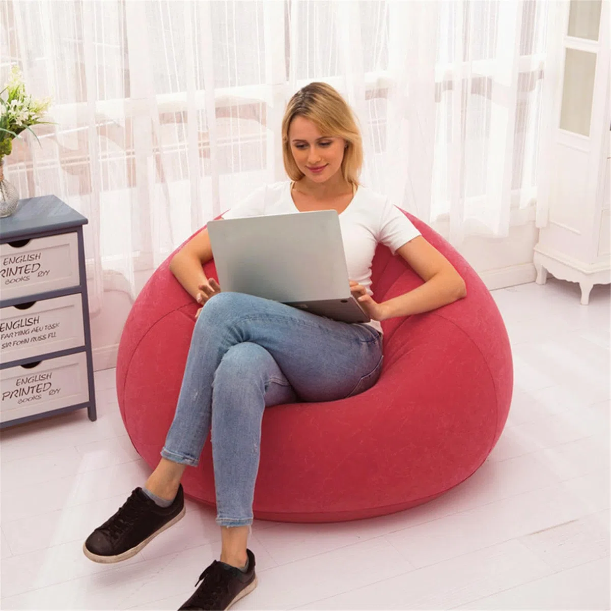 Poltroncina Gonfiabile Per Divano - Poltrona A Sacco Per Adulti | Mobili Gonfiabili Per La Serata Cinema In Camera Da Letto