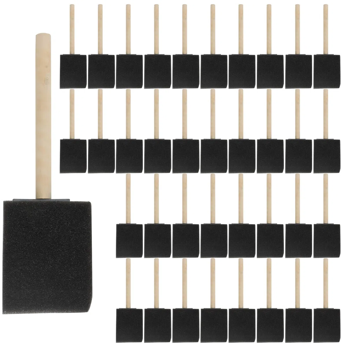 100 pennelli in schiuma da 5 cm, 17 x 5 cm, pennello in spugna con manico in legno, kit di strumenti per pittura, artigianato, progetti artistici