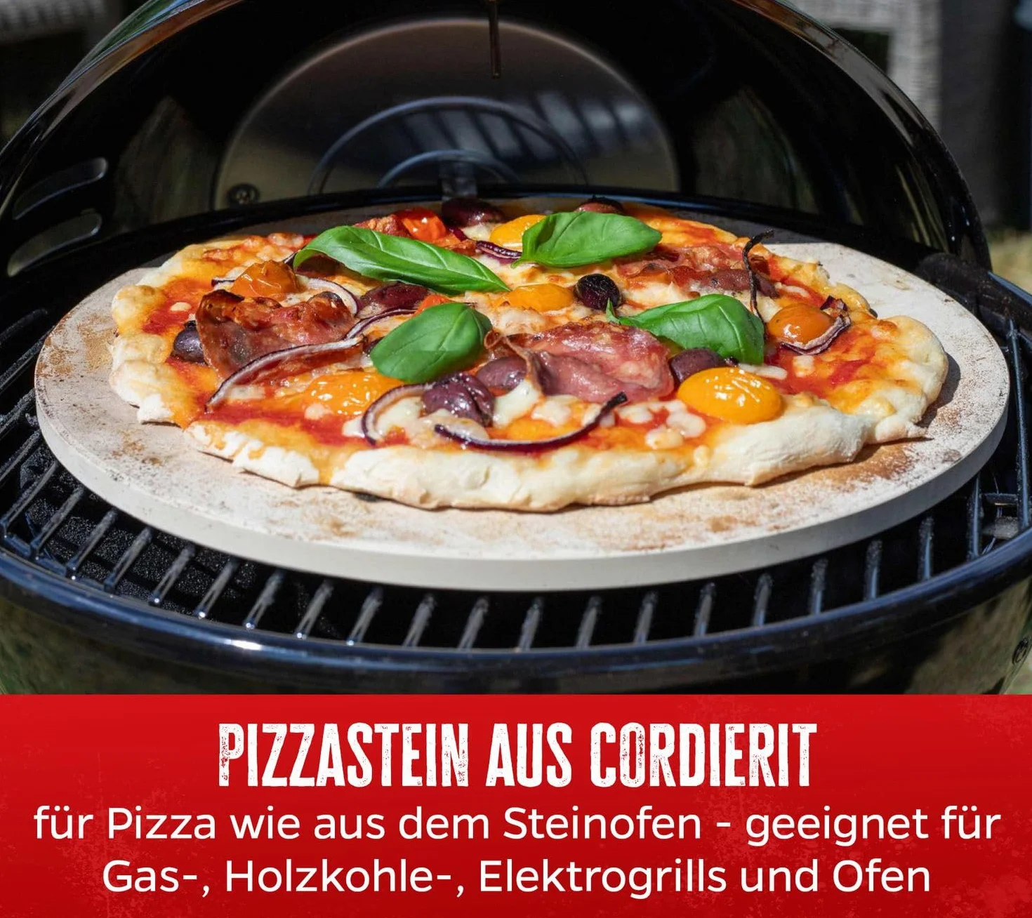 Grillfürst Pietra per Pizza Rotonda in Cordierite - Piastra per Pizza per Grill e Forno, Pietra da Forno a Riscaldamento rapido per pizze croccanti, Ø 33 cm