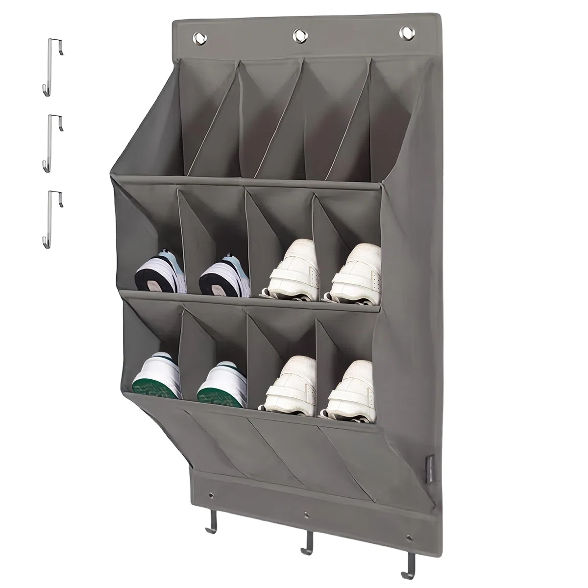 Organizer per scarpe sopra la porta: 12 tasche, organizer per scarpe da appendere con 6 ganci, salvaspazio, per scarpe, per scarpe, accessori per la casa, ecc, WLQ-RA121-GD