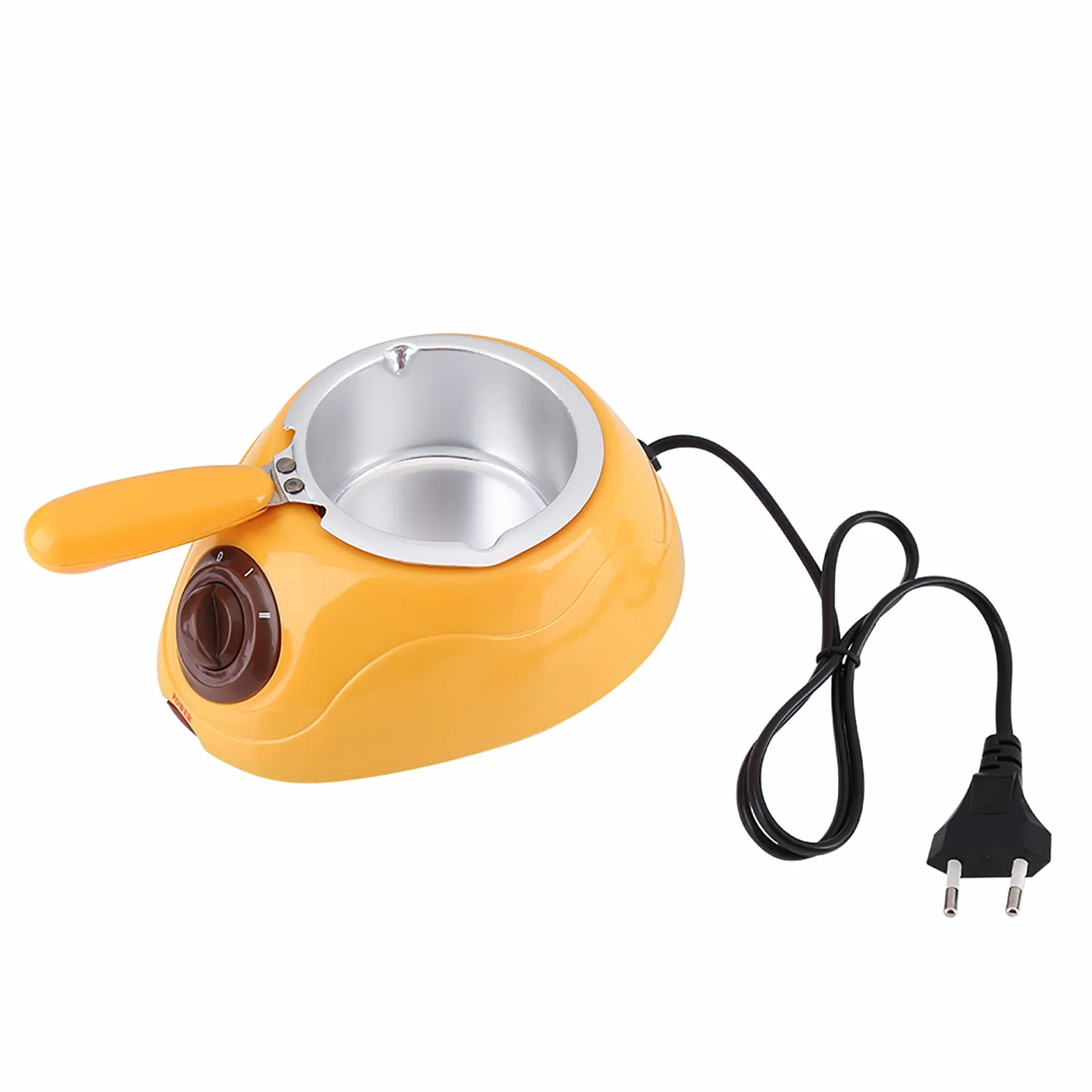 Set per Fonduta di Cioccolato Elettrico, Sciogli Cioccolato Elettrico Piccolo Bagnomaria per Cioccolato con Set di Stampi Fai da Te per Cioccolato Caramella Burro Formaggio Caramello (Giallo)
