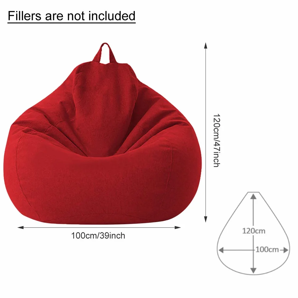 Fodera per borsa di fagioli – Fodera in cotone e lino 100 x 120 cm – Copridivano per borsa di fagioli con cerniera senza riempimento