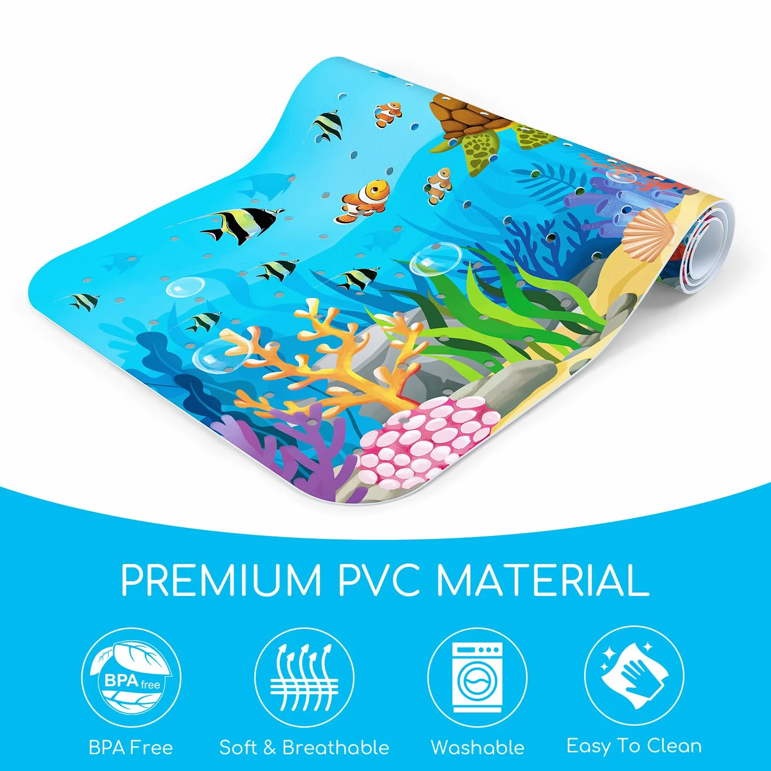 Tappeto Tappetino Doccia Antiscivolo Vasca Antiscivolo da Doccia Bagno per Bambino Bambini 100x40cm, con 200 Ventose, Senza BPA e Lavabile in Lavatrice - Tartaruga