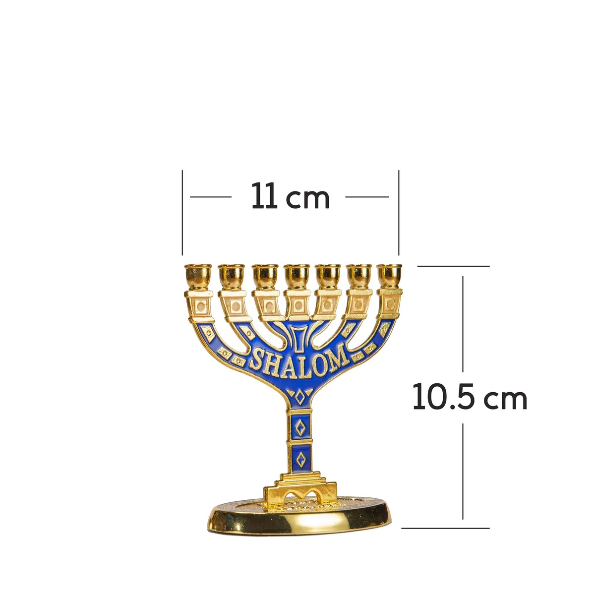 JL Kippha's Portacandele decorativo Judaica a 7 rami Shalom Israele Menorah ebraico Festival 10 x 10 cm