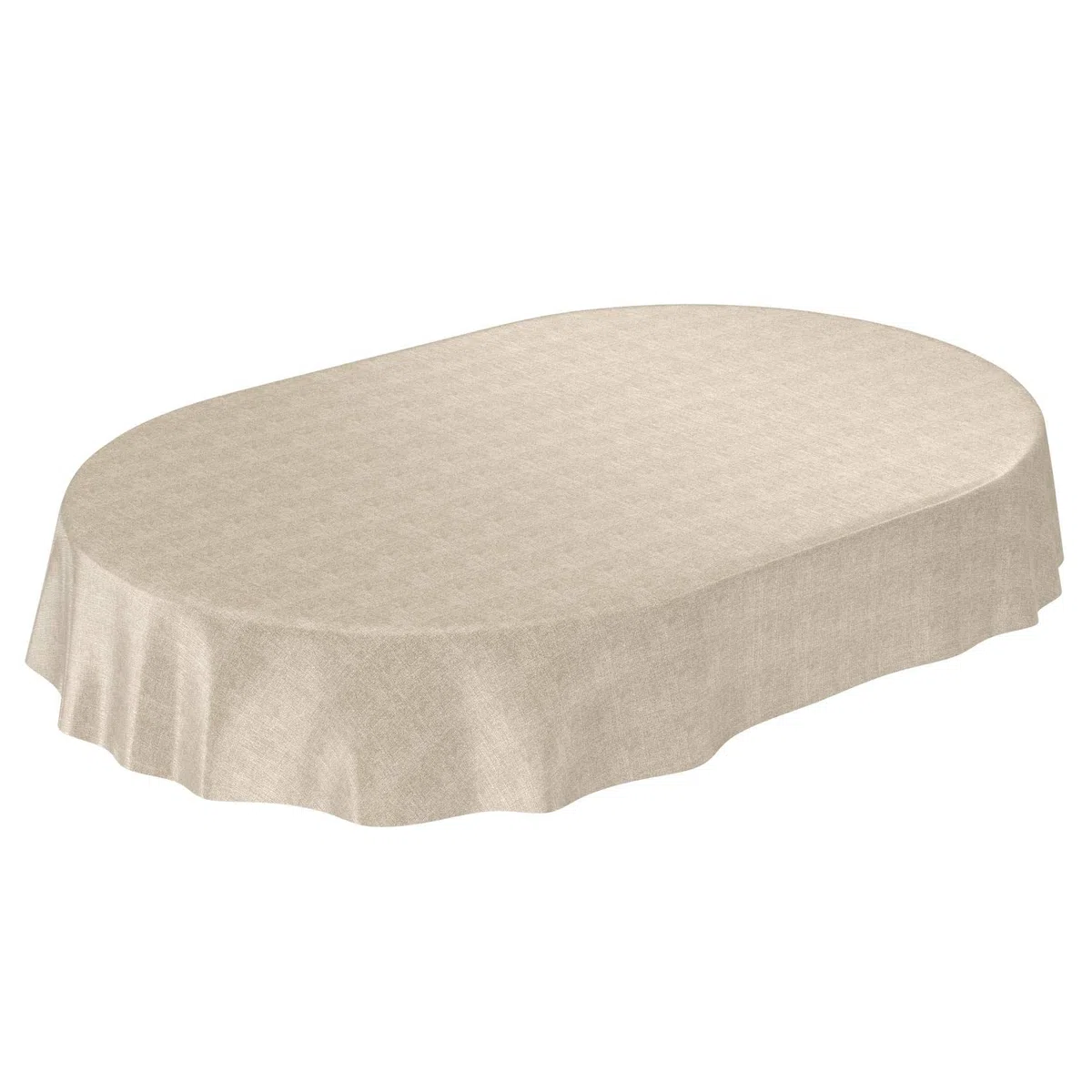 ANRO - Tovaglia cerata, lavabile, effetto lino, ovale, 240 x 140 cm, 140 x 240 cm, colore: beige