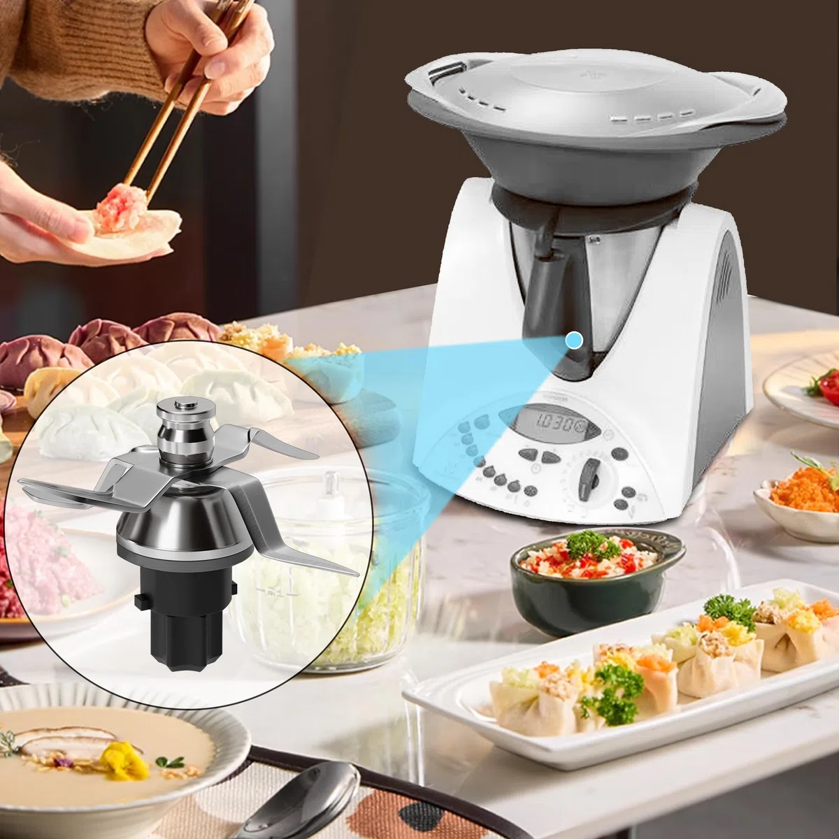 Gruppo Coltelli Lame compatibile per Vorwerk Thermomix Bimby TM31 TM 31 Lama Affilato in acciaio Inox