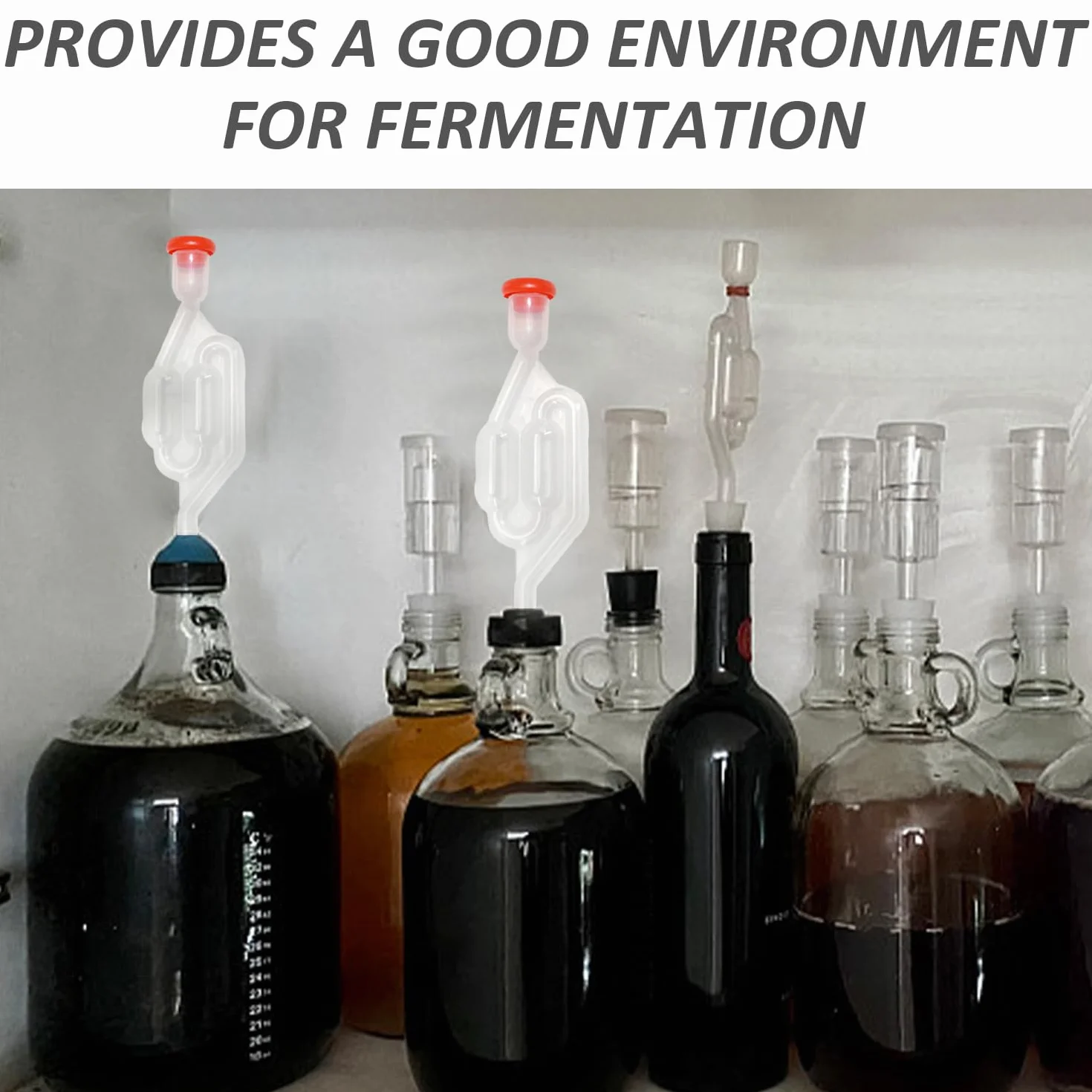 MEMOFYND 5 pezzi tubi di fermentazione, 5 tappi in silicone, 1 sacchetto di conservazione, set per la preparazione della birra, tubi di fermentazione con tappi in gomma, valvola di scarico per la