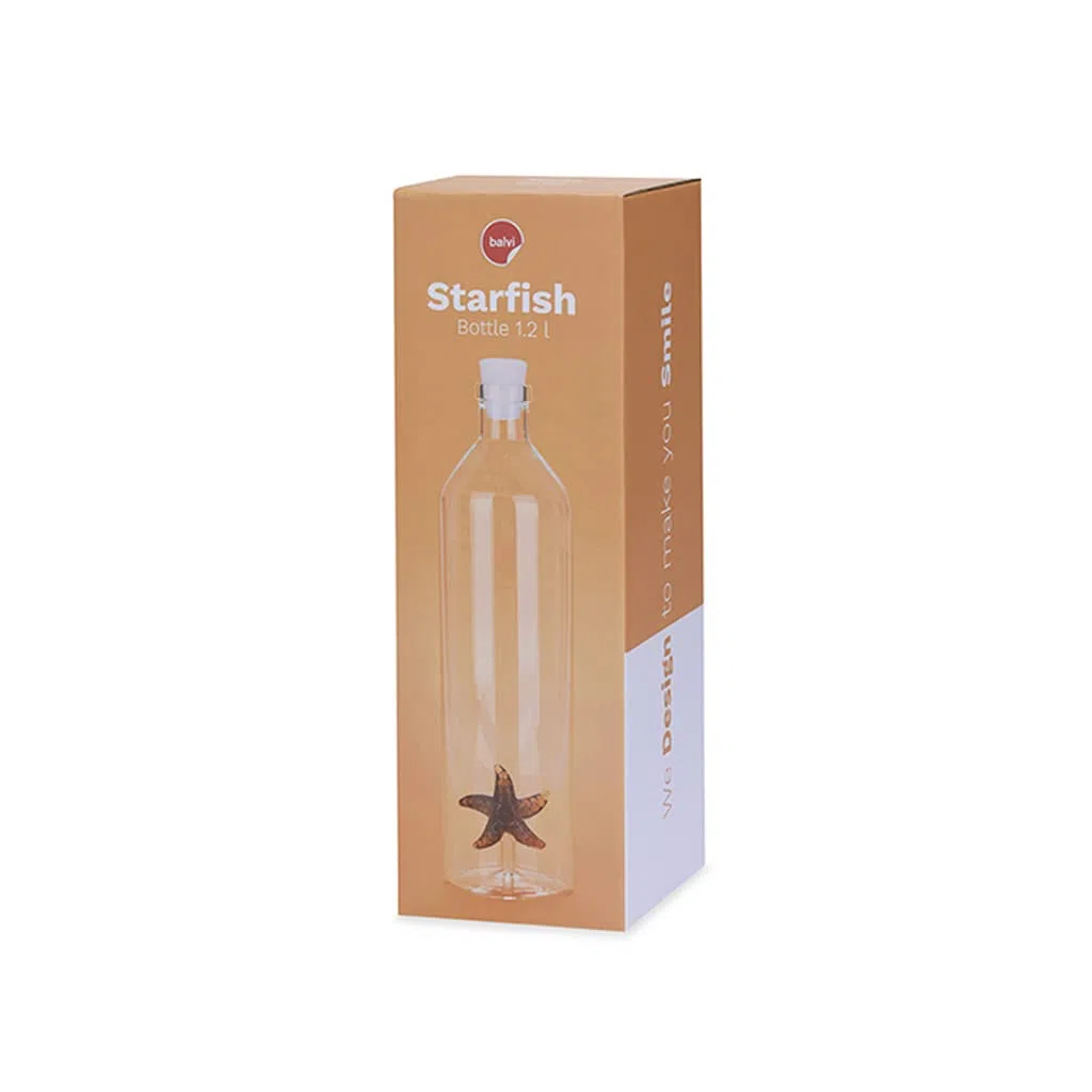 Balvi Bottiglia Atlantis Starfish Bottiglia da Acqua 1,2L Figura fissata all'Interno Tappo in Silicon