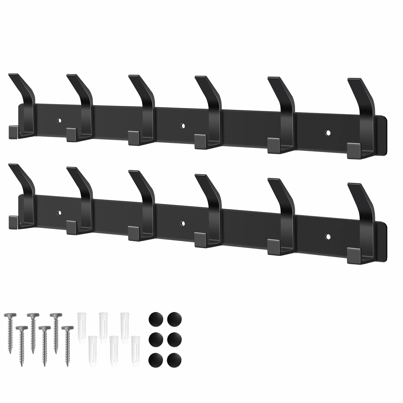 AUXHCYL Appendiabiti da Parete Moderno, 2 Pezzi Attaccapanni da Muro, Appendiabiti da Muro per Camera da Letto Bagno e Cucina, Appendi Abiti per Muro per Giacche, Cappotti(Nero, 6 Ganci)