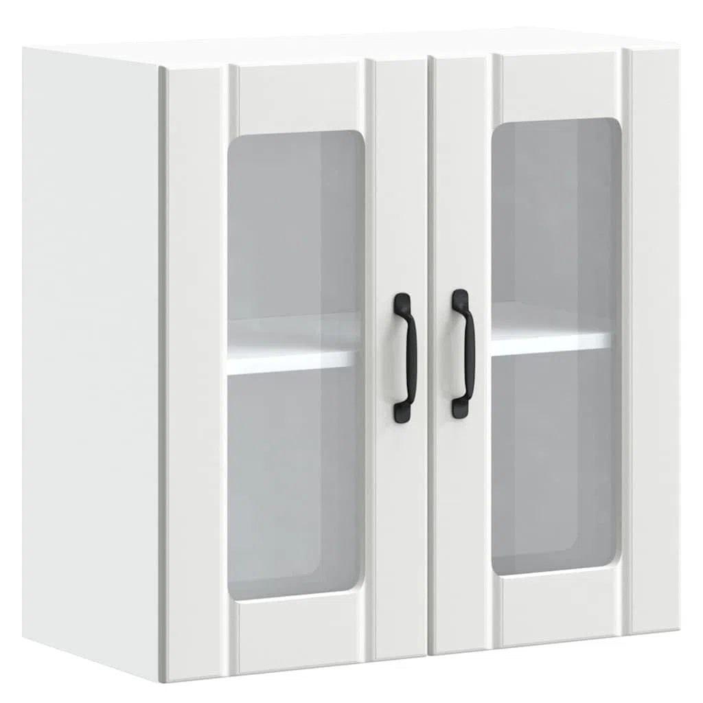 vidaXL Pensile da Cucina con Porta in Vetro Lucca Bianco Truciolato, armadietto pensile Cucina, pensile per Parete Cucina, pensile Cucina a Parete