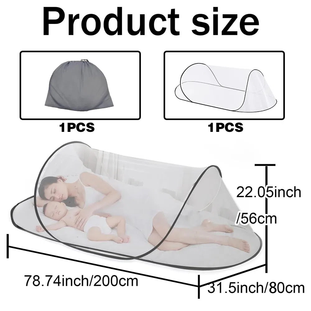 Zanzariera Pop Up 200 x 80 x 56 cm, Zanzariere Viaggio Pieghevoli Portatili, Rete Antimosche Per Sacco A Pelo Ultraleggero, Rete Anti Zanzare Per Letto Singolo, Adatto Per Uso Interno Ed Esterno