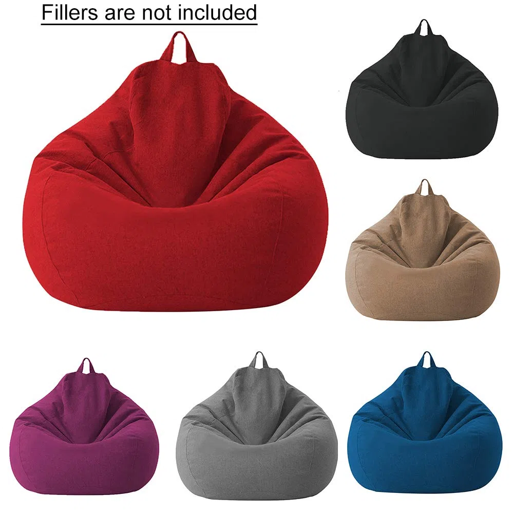 Fodera per borsa di fagioli – Fodera in cotone e lino 100 x 120 cm – Copridivano per borsa di fagioli con cerniera senza riempimento