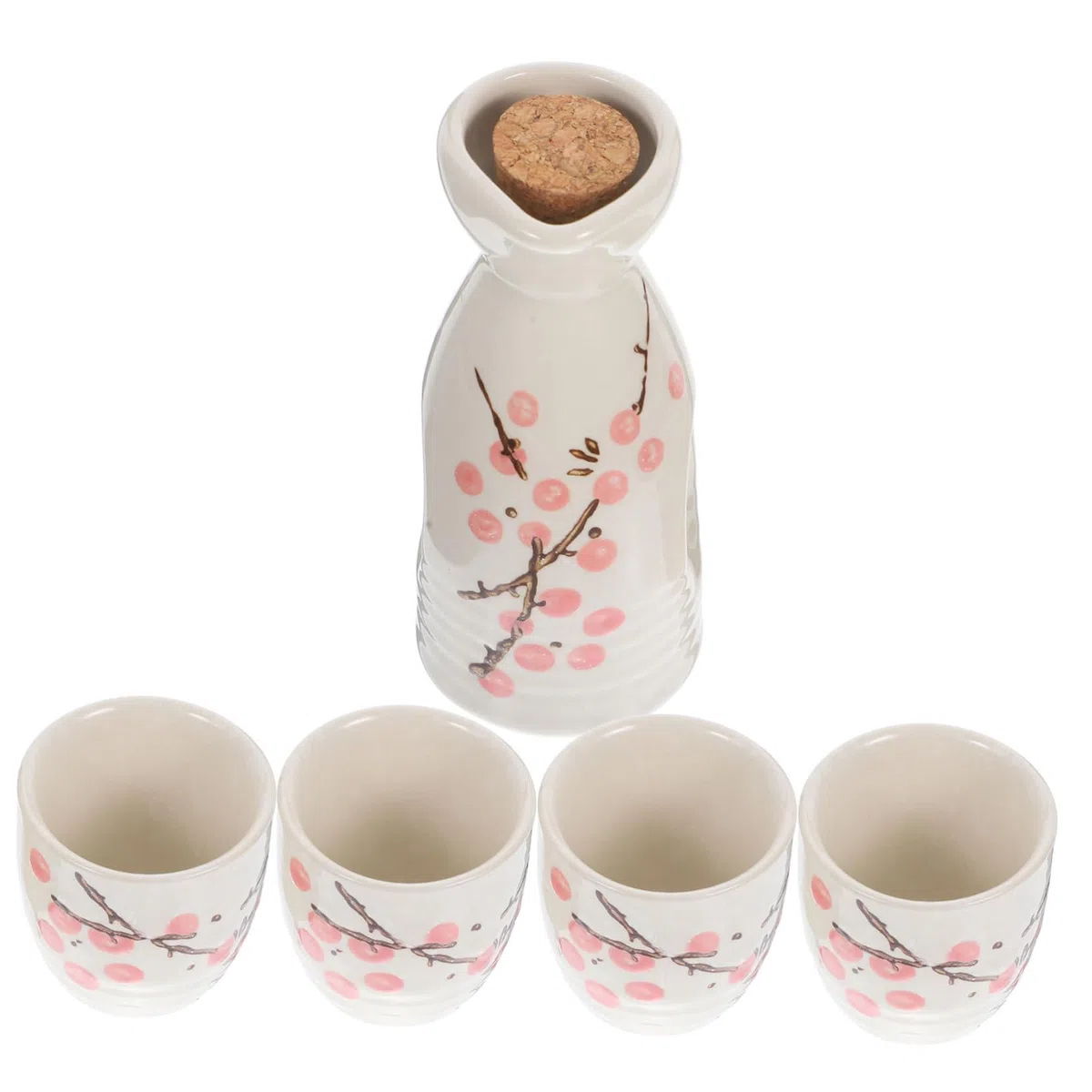 GALPADA Set di Sake Giapponese in Ceramica Rosso Brocca e Bicchieri Rotondi per Uso Domestico Superficie Liscia e Sensazione Confortevole per Occasioni Festive