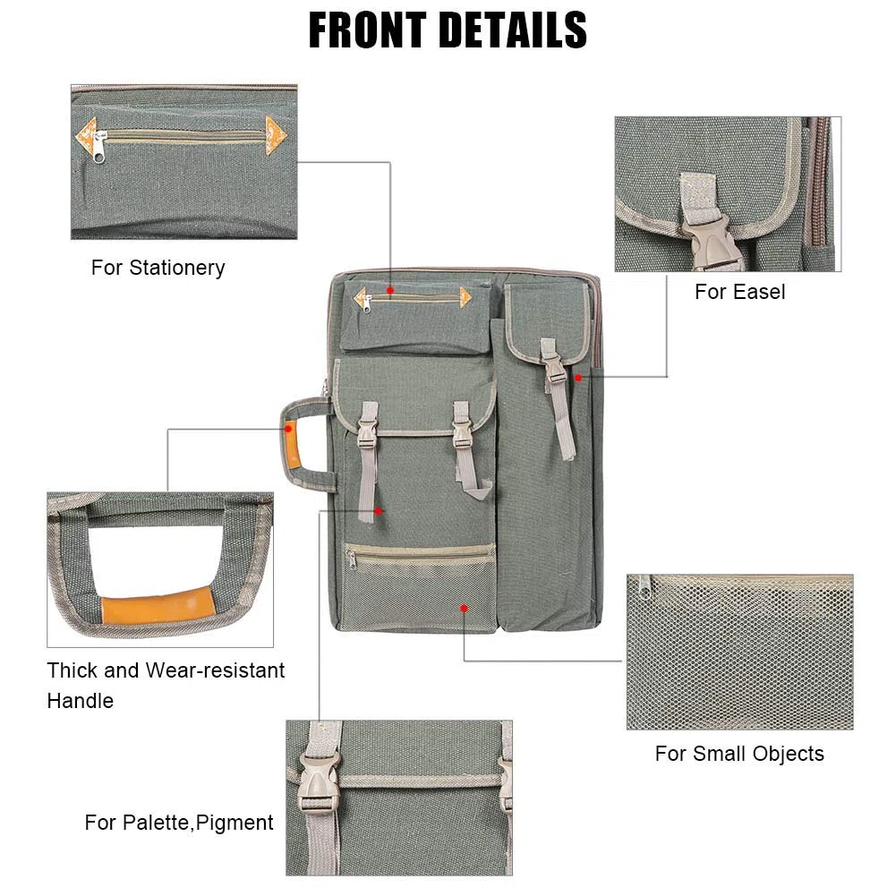 HEEPDD Artisti Carry Bag, Canvas 4K Artist Portfolio Carry Borsa a tracolla multifunzionale Drawboard Zaino per disegno Sketching Pittura 25.98 x 19.69in