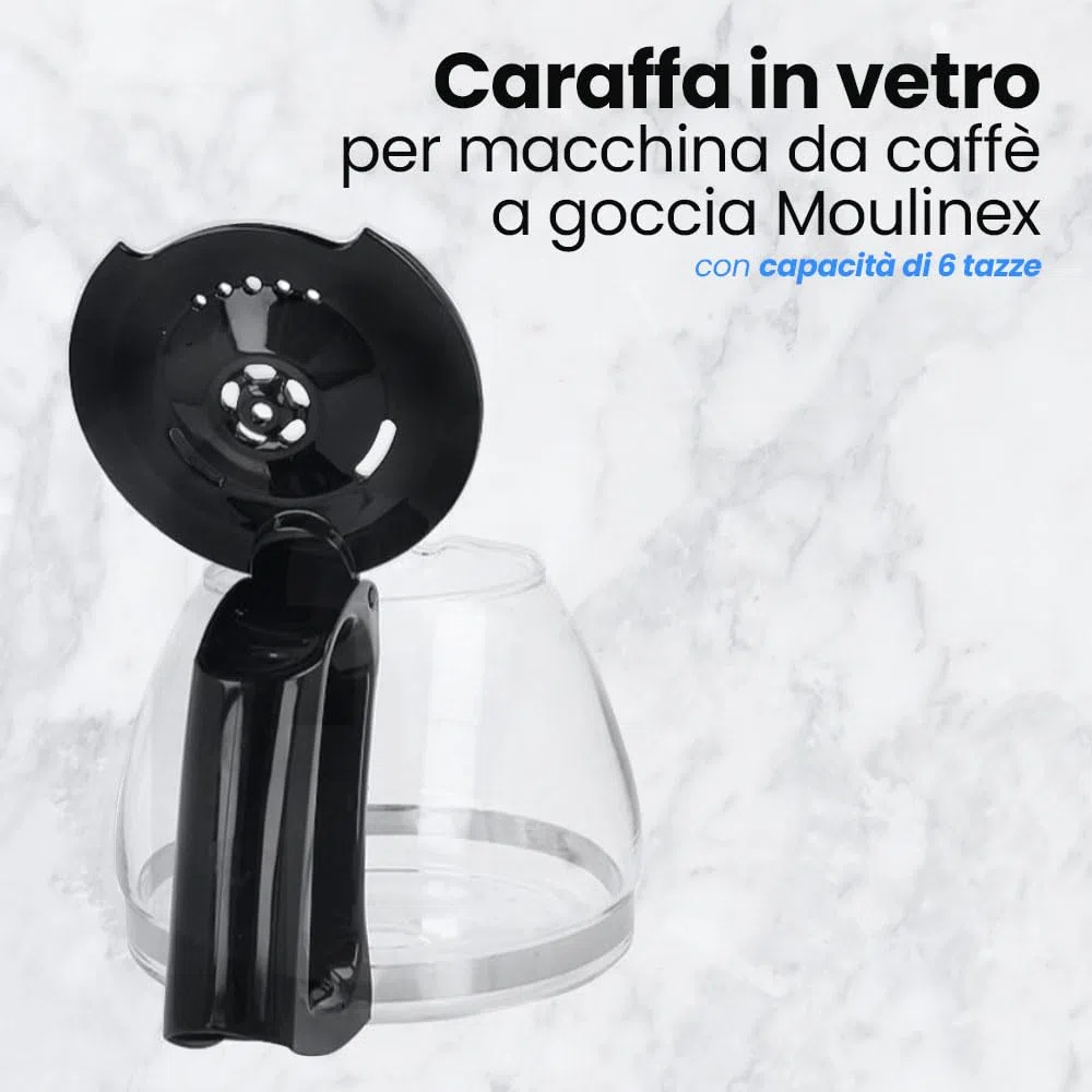 Anakel Home Ricambio caraffa caffettiera SS-201122 compatibile con caffettiera Moulinex Subito, Principio | 600 ml, per 4-6 tazze, con coperchio