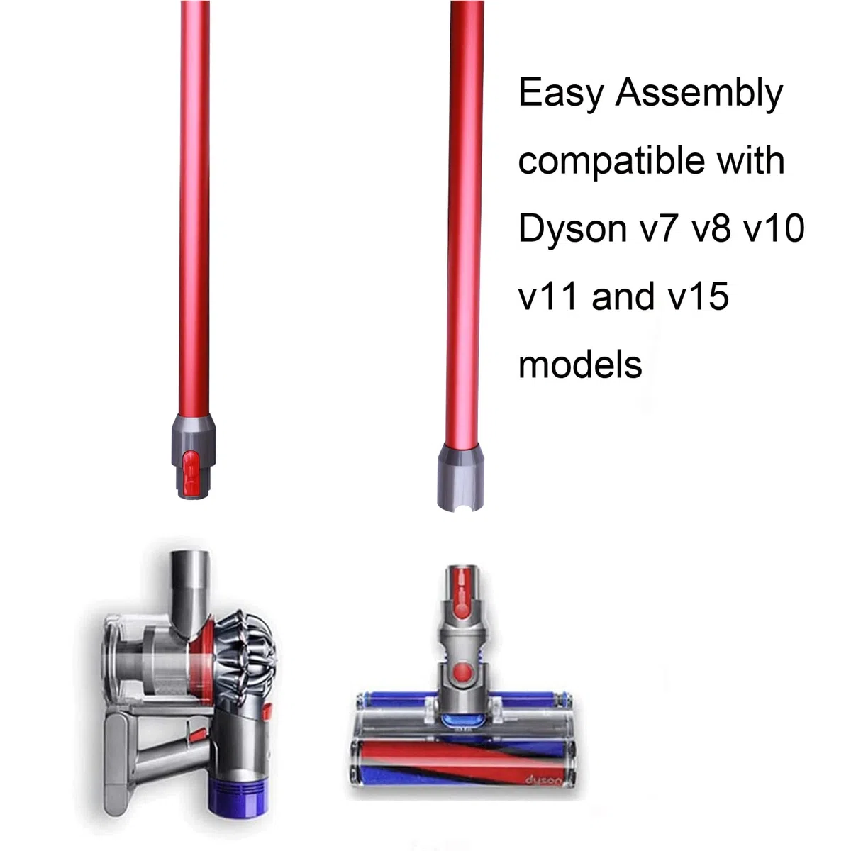 Tubo di prolunga regolabile per aspirapolvere Dyson V7 V8 V10 V11 V15 (rosso)