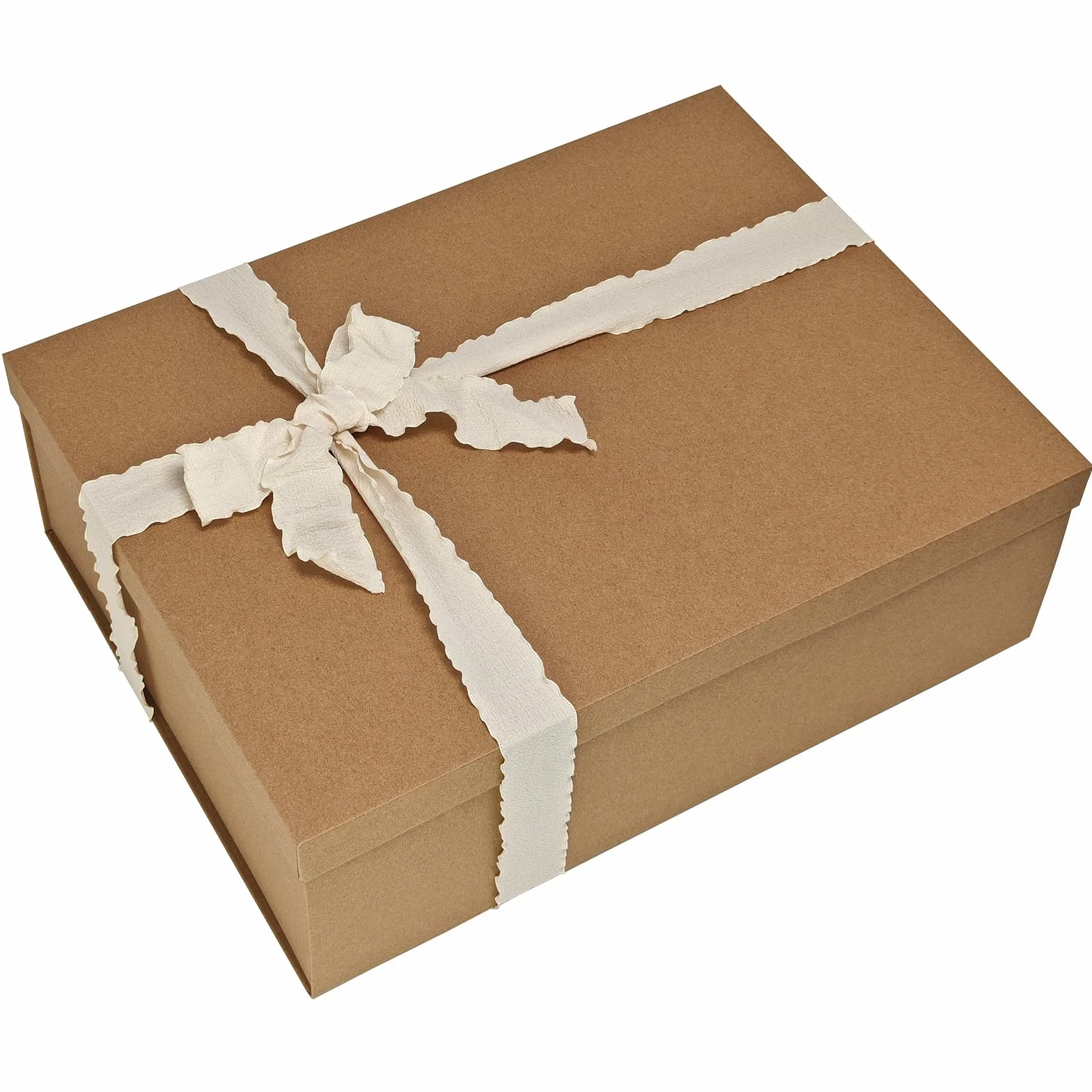 Tekhoho Grande Scatola Regalo Kraft 44x33x14cm, Scatola Rettangolare Premium con Coperchio per Regali, Confezione Regalo Natale Matrimonio Compleanno Festa, Stile Rustico.