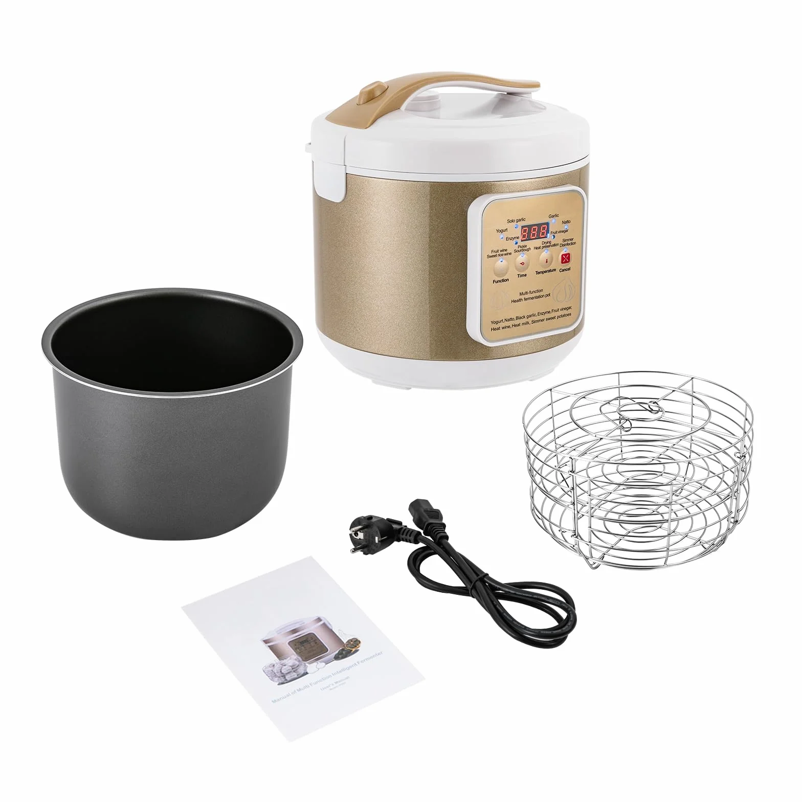 Macchina per yogurt da 6 l, completamente automatica, intelligente fermentatore di aglio nero – Macchina di fermentazione multifunzionale per Natto, vino di riso dolce, Kimchi, 90 W