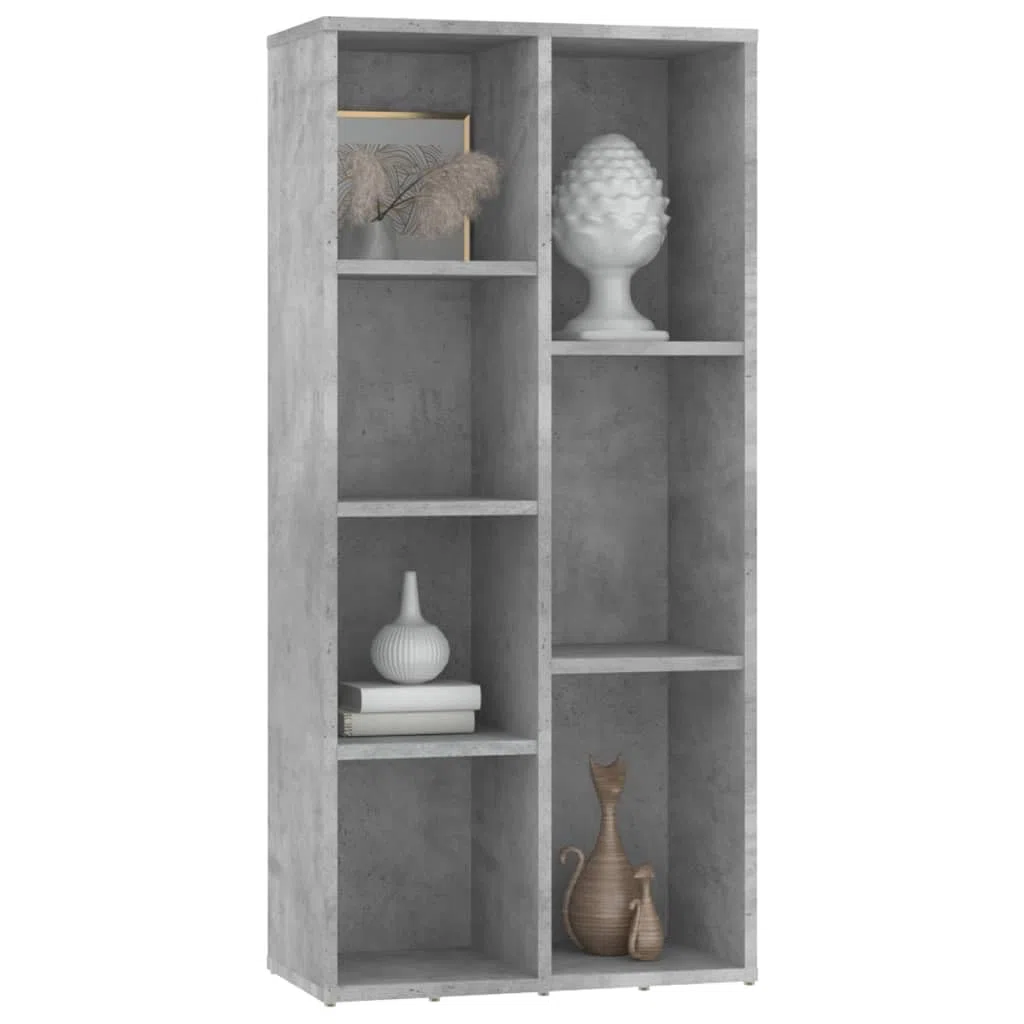 Scaffale decorativo per soggiorno, libreria, ufficio, libreria, grigio cemento, 50 x 25 x 106 cm, materiale in legno, per libri, soggiorno, studio, ufficio