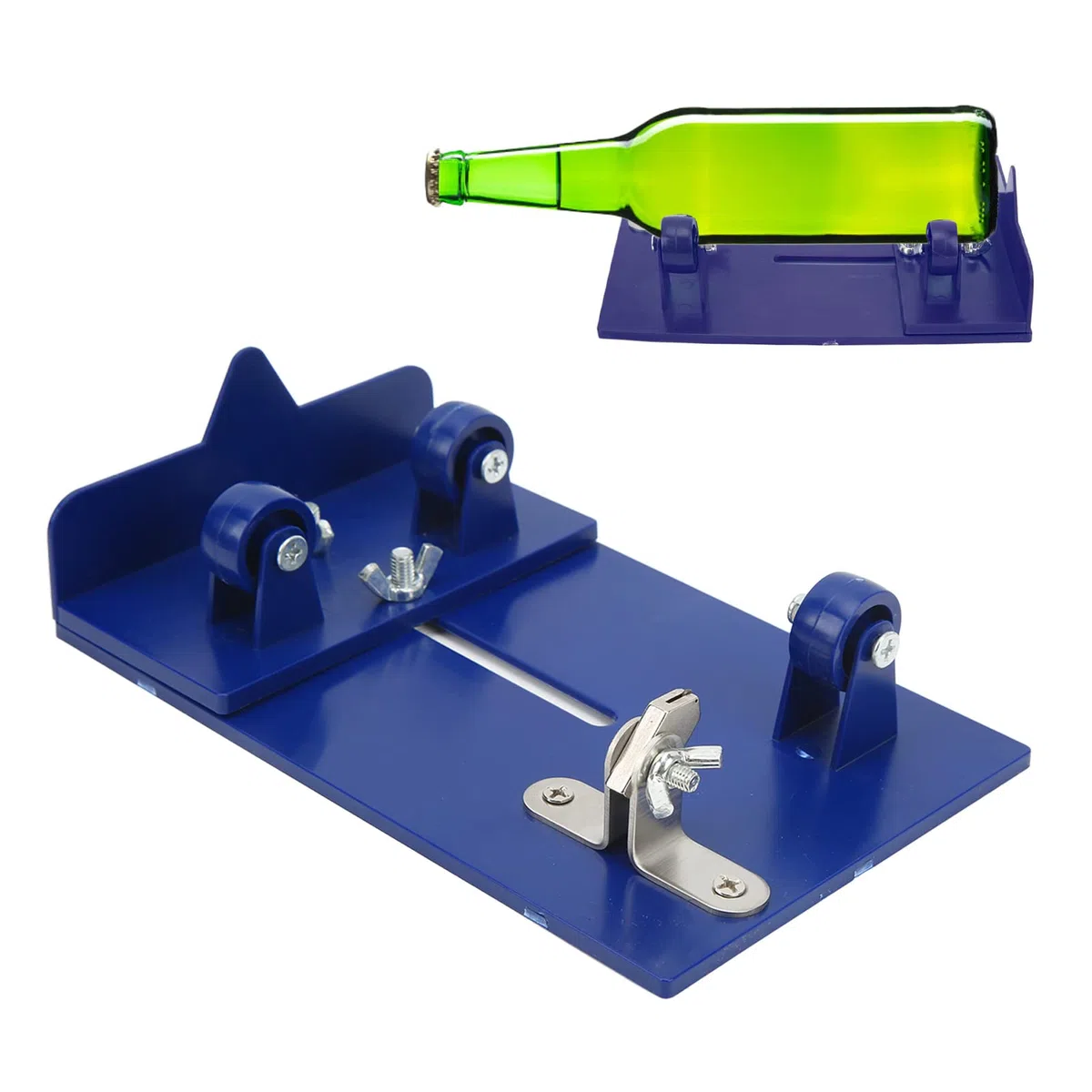 Kit macchina taglia bottiglie di vetro Hilitand, taglierina per bottiglie di vino fai da te, con testa di taglio in carburo tagliente (Blu)
