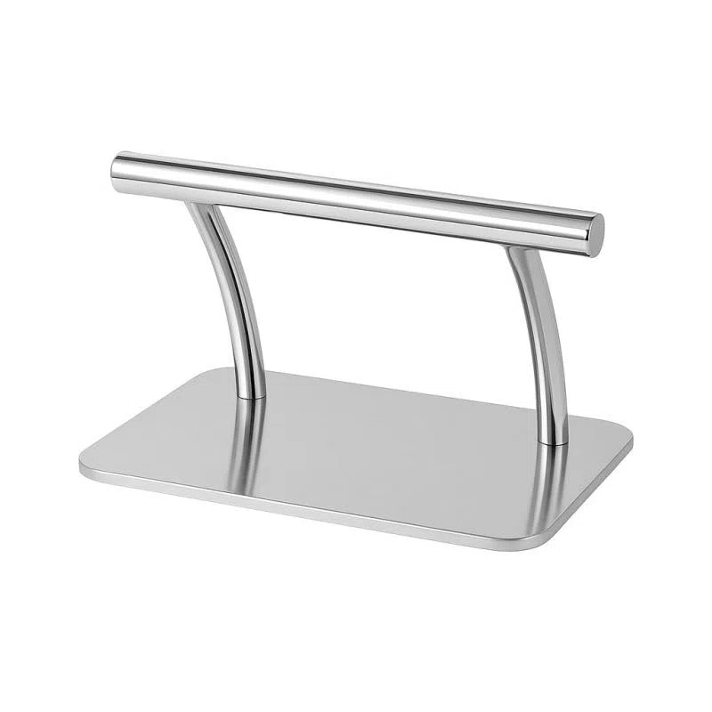 Poggiapiedi professionale per salone di parrucchieri – acciaio inossidabile antiscivolo – comfort cliente e design elegante – 30 x 20 x 20 cm (argento)