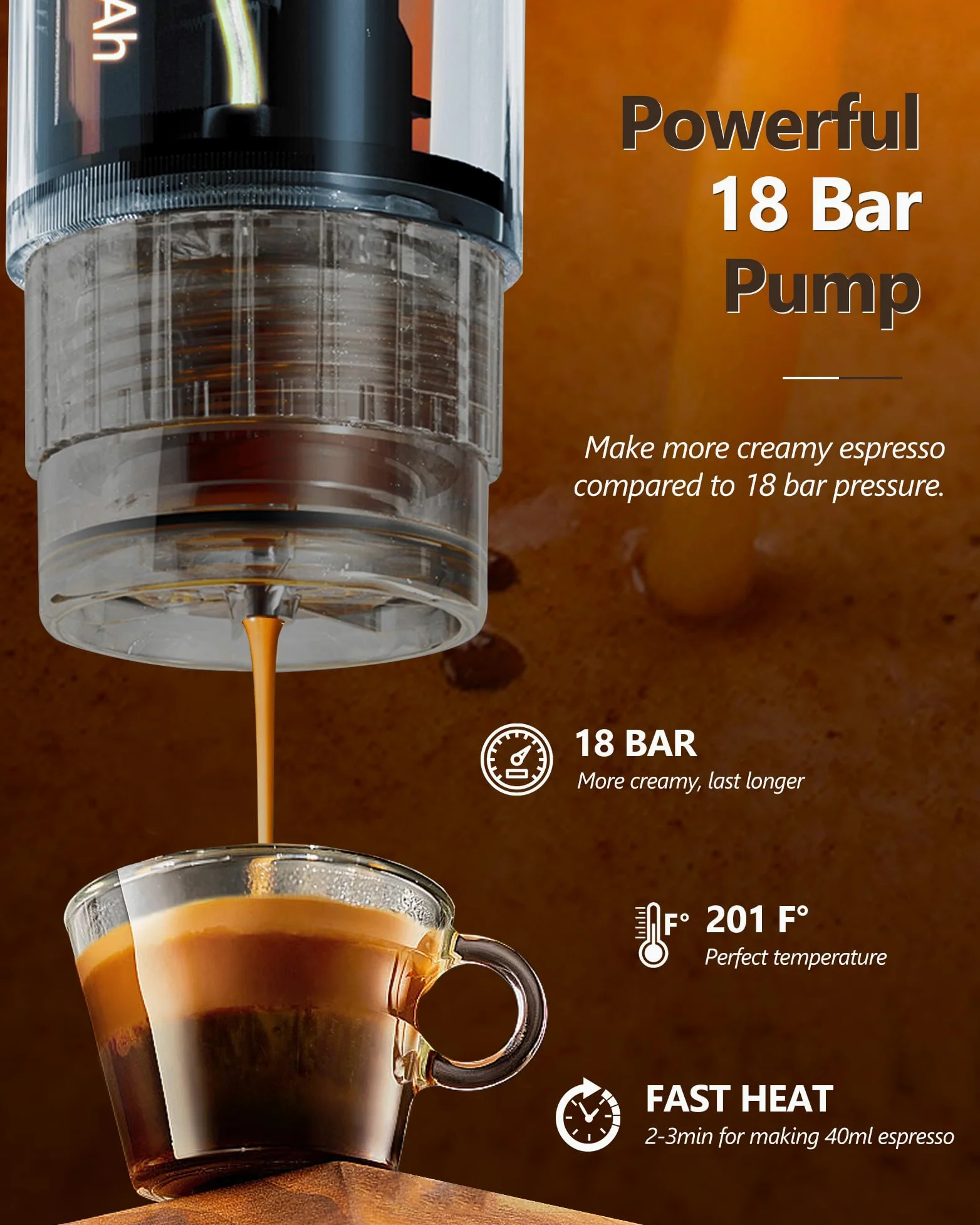 CONQUECO Macchina da Caffè Espresso Portatile - Caffettiera Elettrica da Viaggio con Batteria - per 12V Auto e Camion e Campeggio - Compatibile con la Capsula Nespresso e la Capsula L'or