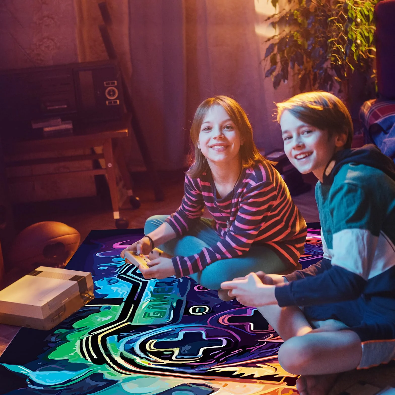 Tappeto Con Controller Di Gioco 50 x 80 cm, Tappeto Antiscivolo Con Decorazioni Graffiti, Per Gamer E Adolescenti, Ideale Per Camera Da Letto, Soggiorno, O Stanza Dei Giochi (E)