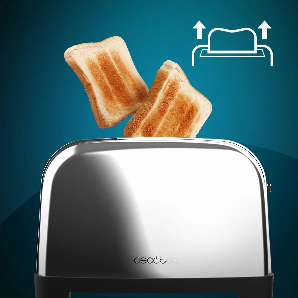 Cecotec Tostapane Verticale 2 Slot Brevi Toastin' time 850 Inox Lite. 850 W, 2 fette di pane, fessura larga 3,8 cm, supporto per panini e vassoio raccogli briciole, acciaio inossidabile