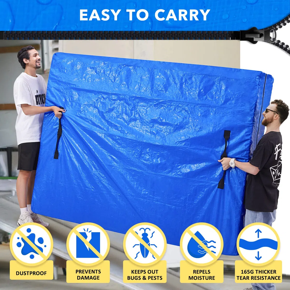 AlexHome Borsa per materasso per lo spostamento e la conservazione, borsa per materasso riutilizzabile resistente, facile da trasportare (king size)
