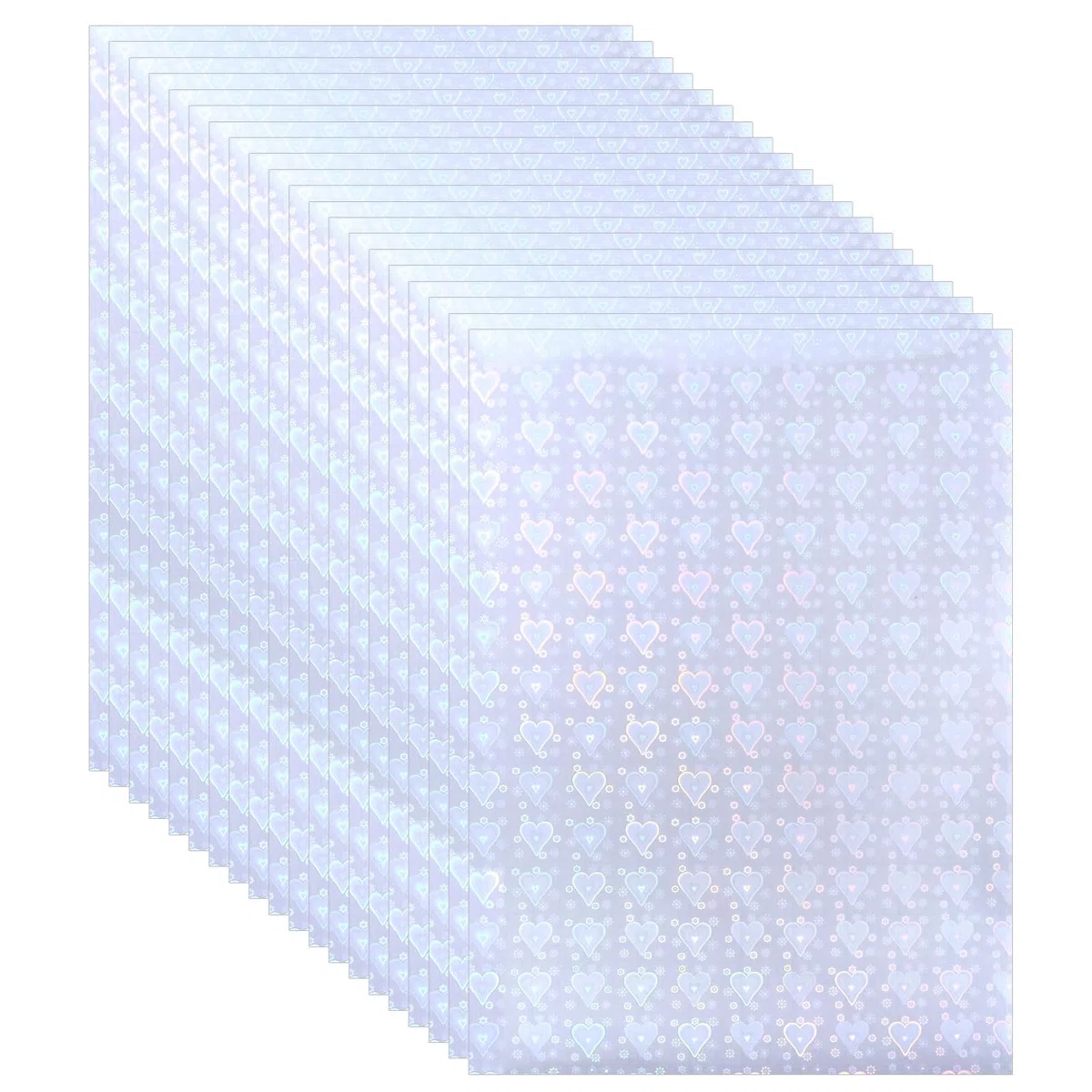 PATIKIL Carta Adesiva Olografica 11.7x8.3", 20 Fogli A4 Polipropilene Autoadesivo Trasparente Impermeabile Sovrapposizione Film Laminato Foto, Decorazioni Album Ritagli, Cuore