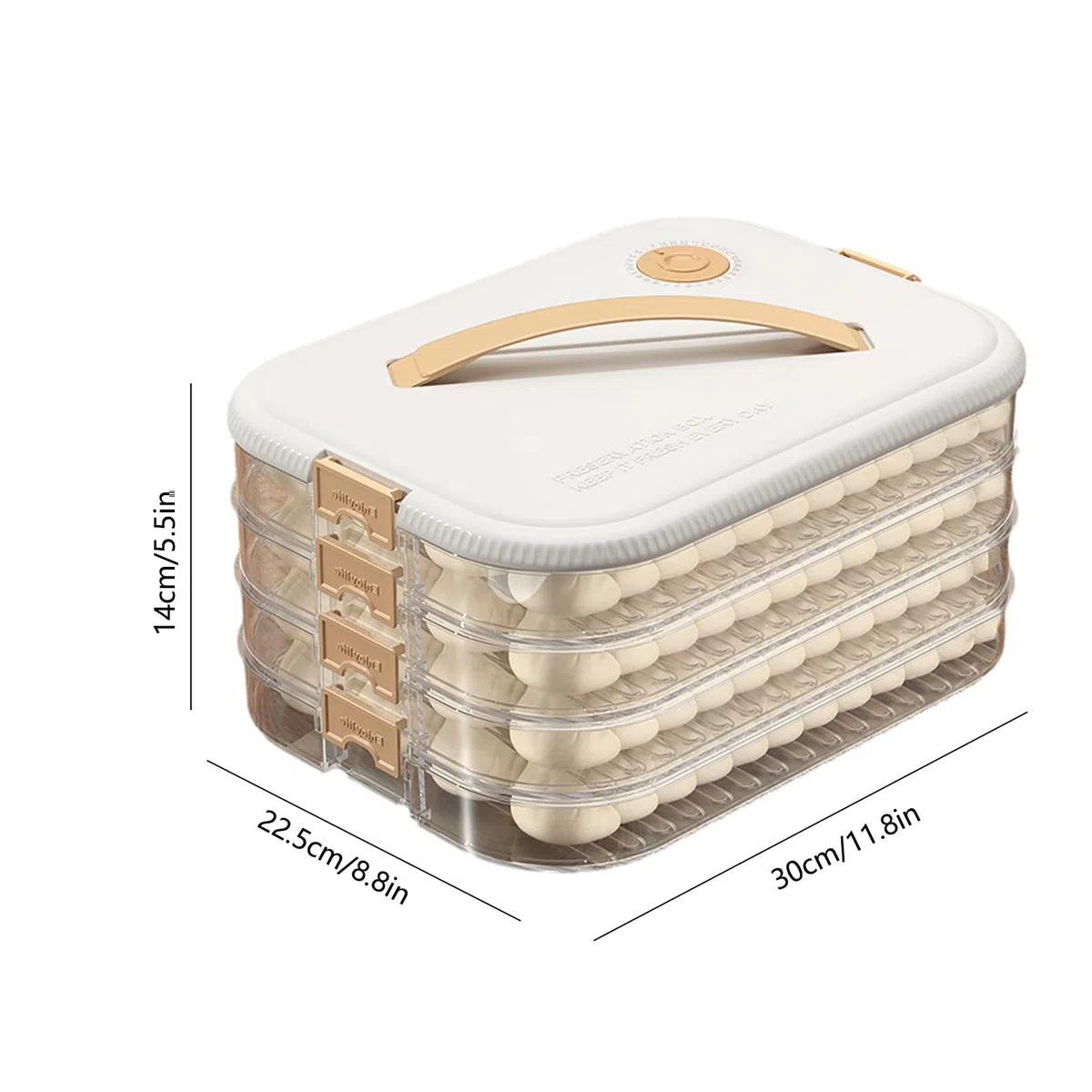Contenitore per Ravioli - 4 Strati Trasparente, Contenitore Impilabile con Manico e Coperchio, Organizzatore per Alimenti | Soluzione di Conservazione per Cucina a Microonde, Sicura per Congelatore, a