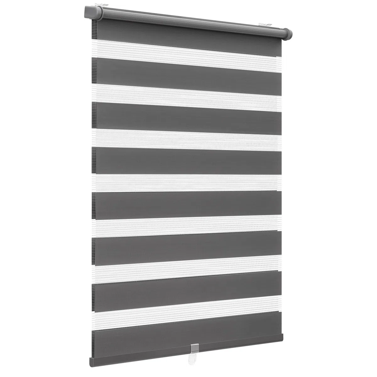 Sekey Doppia tenda a rullo, fissaggio senza fori, per finestre, doppia tenda a rullo, larghezza 110 cm, protezione solare, 110 x 130 cm, grigio scuro